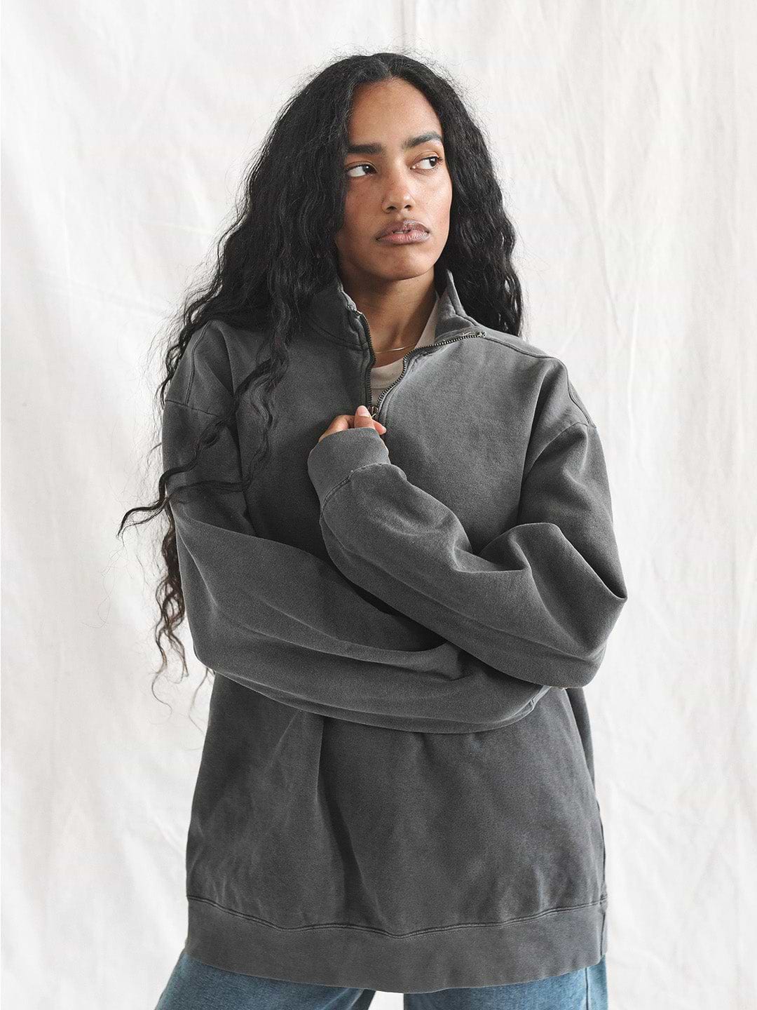 Premium Midweight Quarter - Zip Charcoal Sweatshirt - Roots of Fight Canada