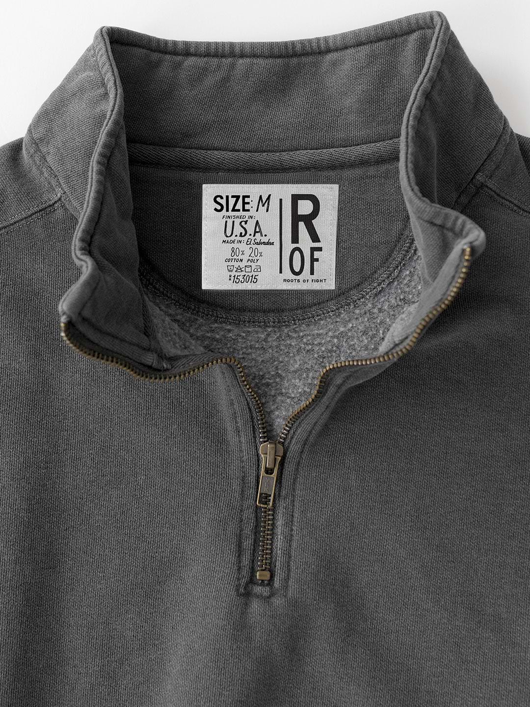 Premium Midweight Quarter - Zip Charcoal Sweatshirt - Roots of Fight Canada