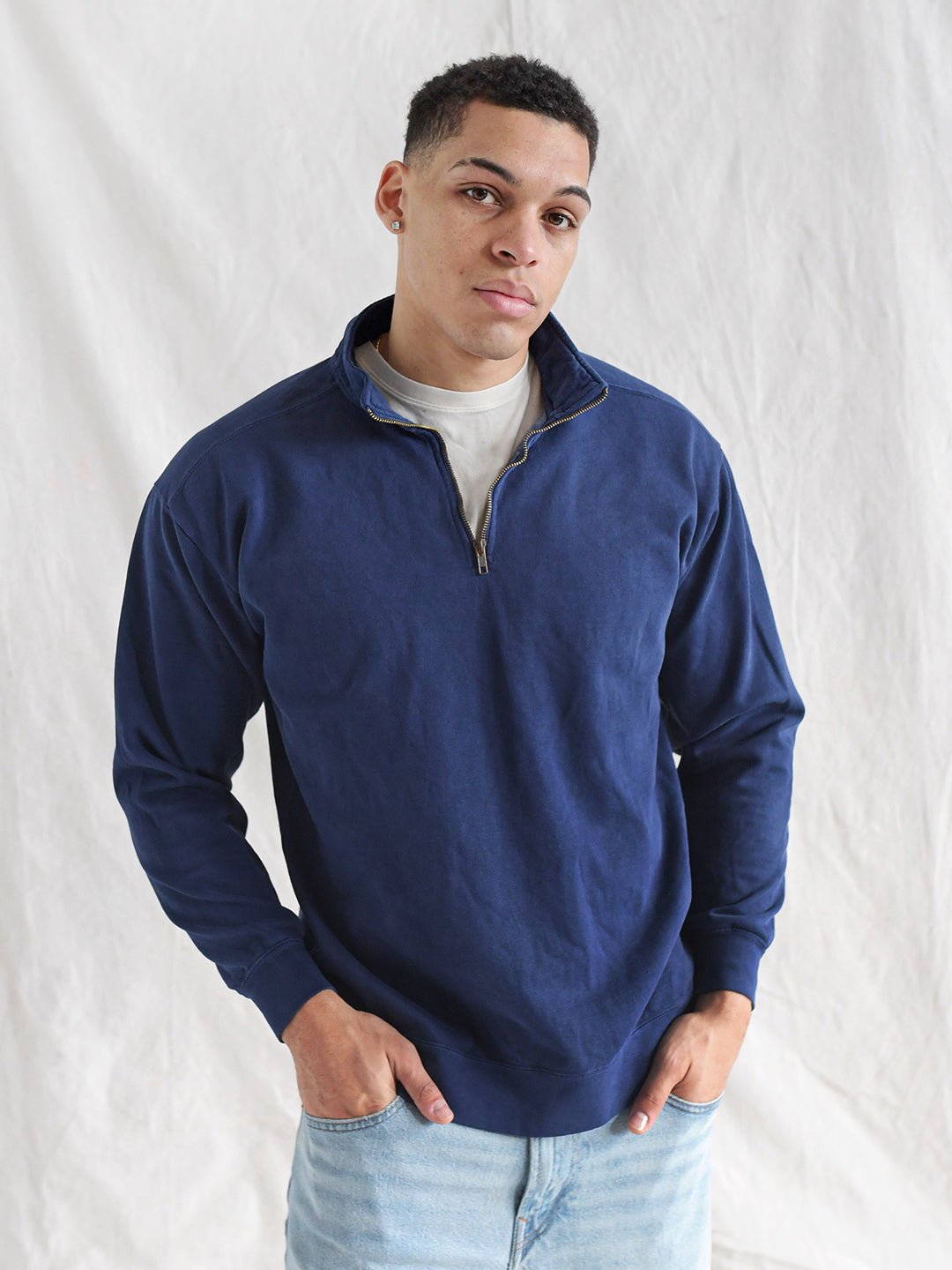 Premium Midweight Quarter - Zip Navy Sweatshirt - Roots of Fight Canada
