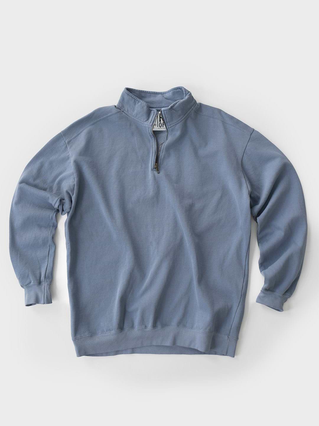 Premium Midweight Quarter - Zip Vintage Denim Sweatshirt - Roots of Fight Canada