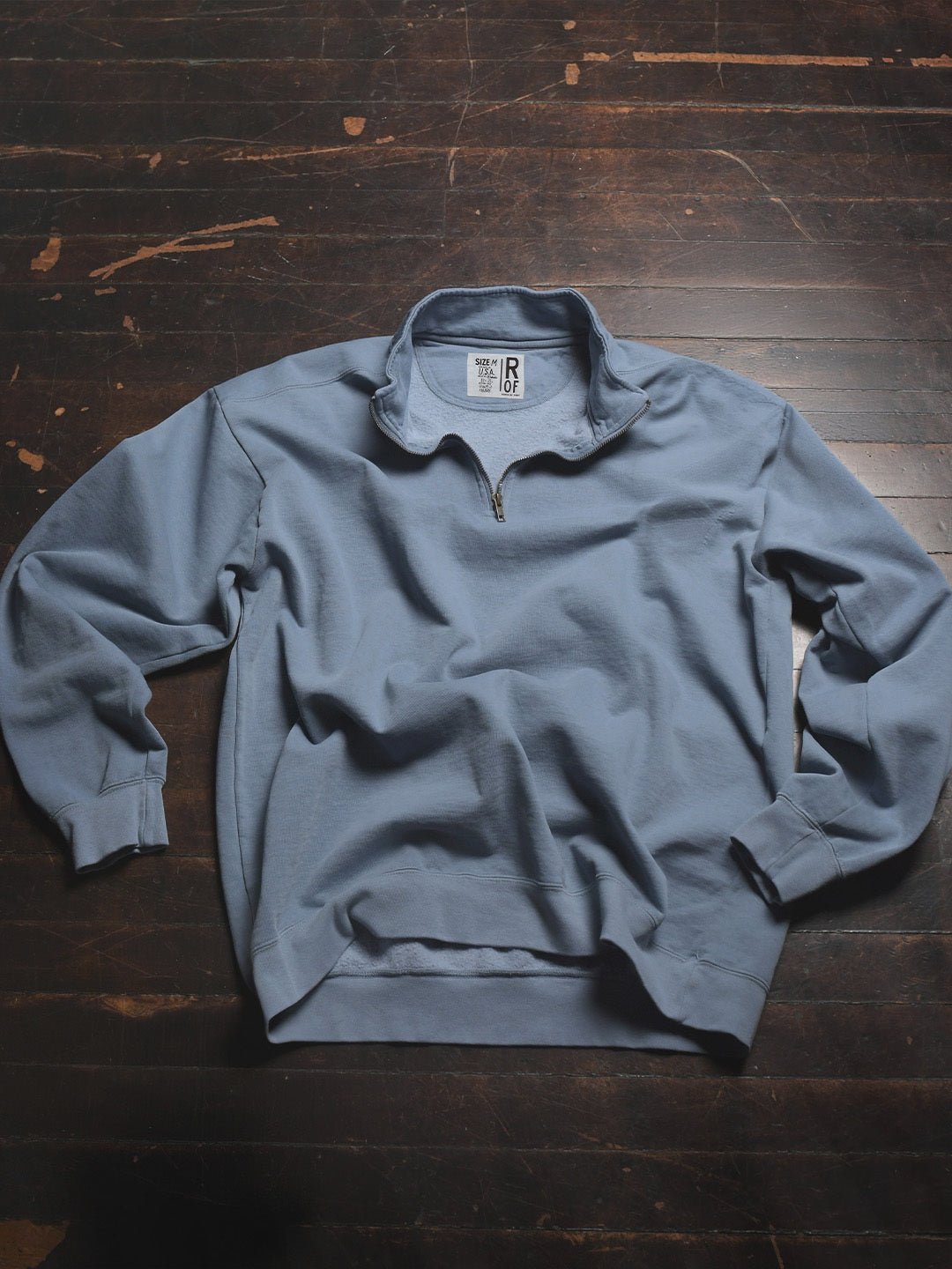 Premium Midweight Quarter-Zip Vintage Denim Sweatshirt