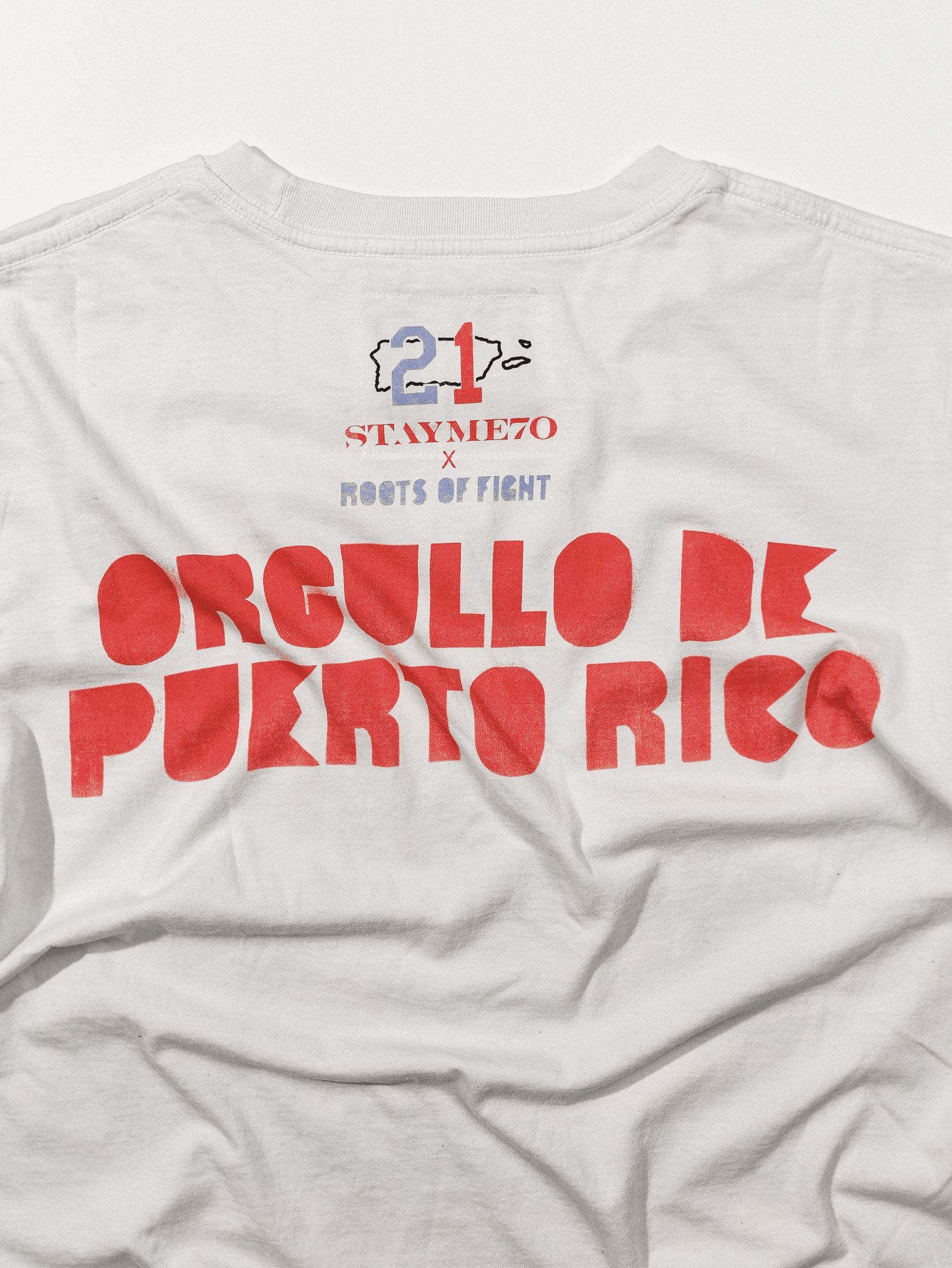 StayMe7o x Clemente White Tee - Roots of Fight Canada