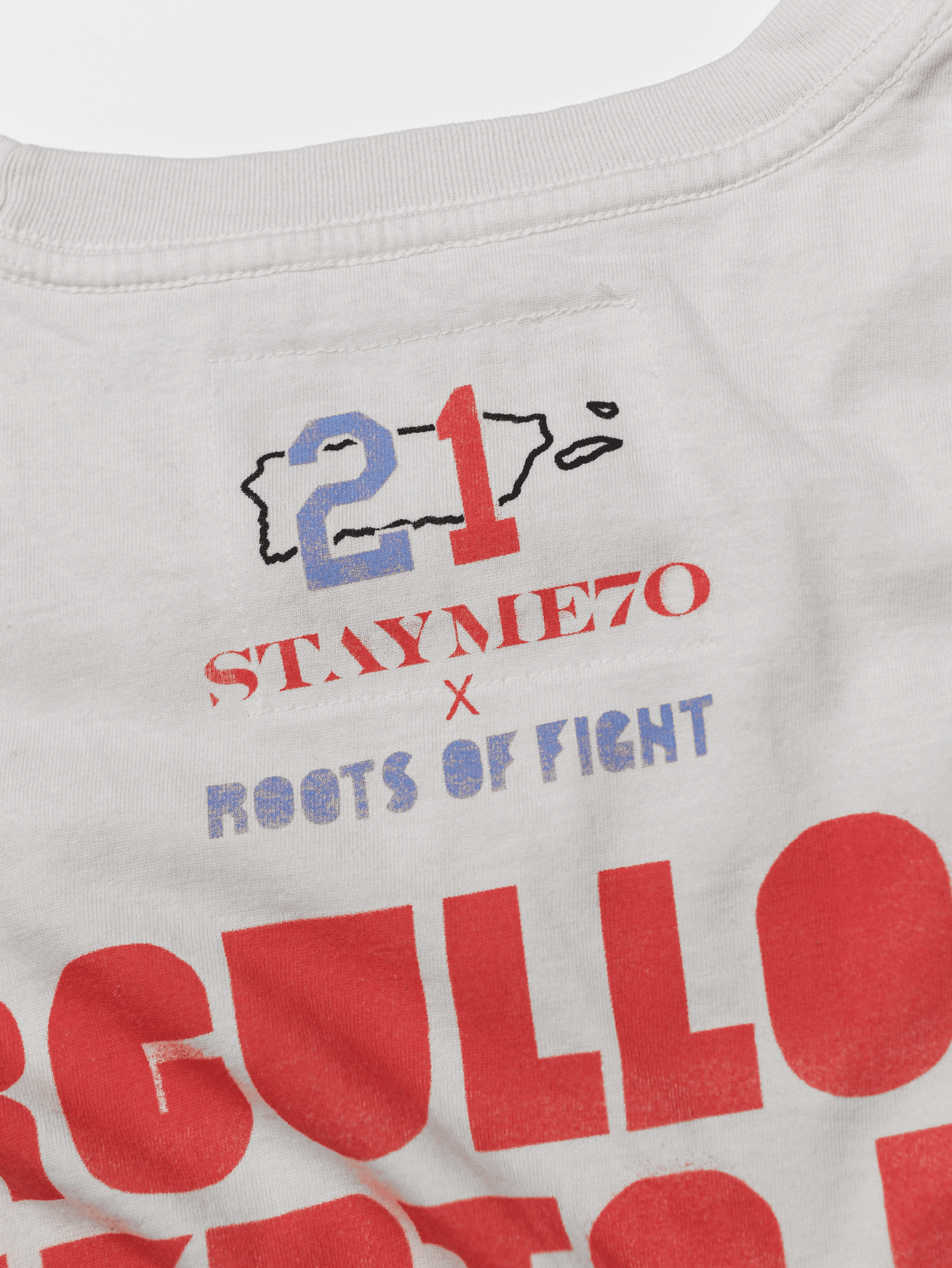 StayMe7o x Clemente White Tee - Roots of Fight Canada