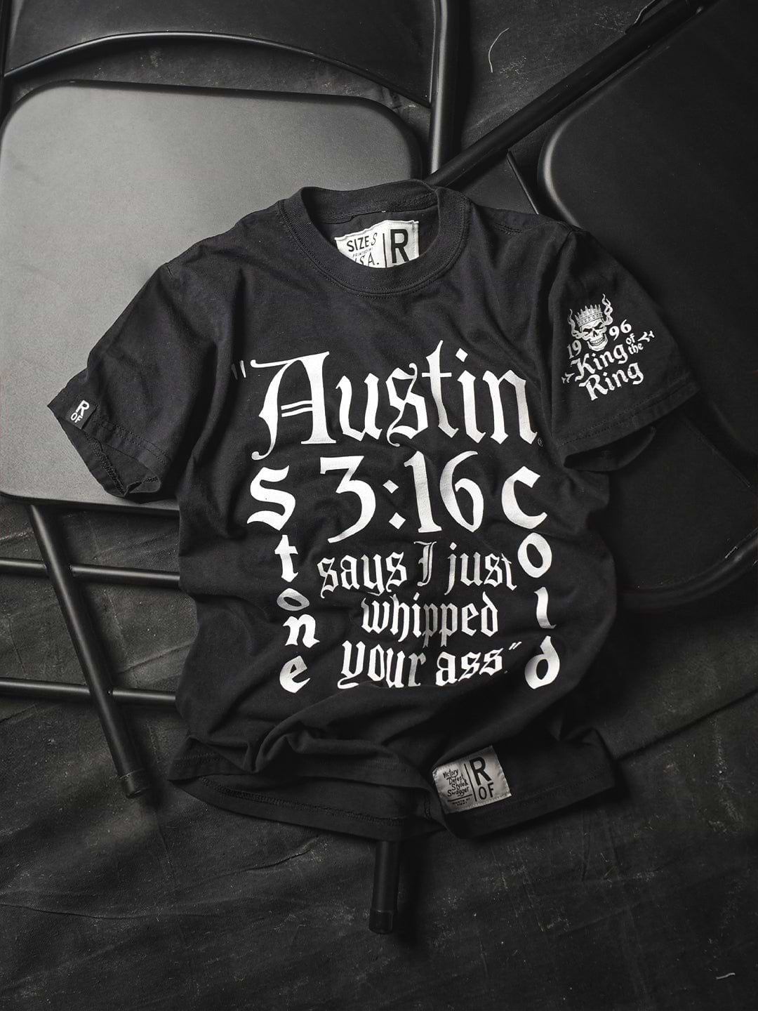 Stone Cold King '96 Black Midweight Tee - Roots of Fight Canada