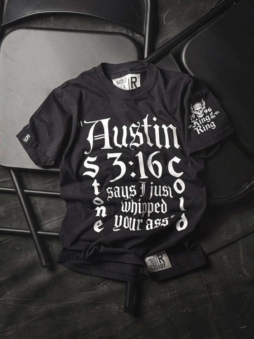 Stone Cold King '96 Black Midweight Tee - Roots of Fight Canada