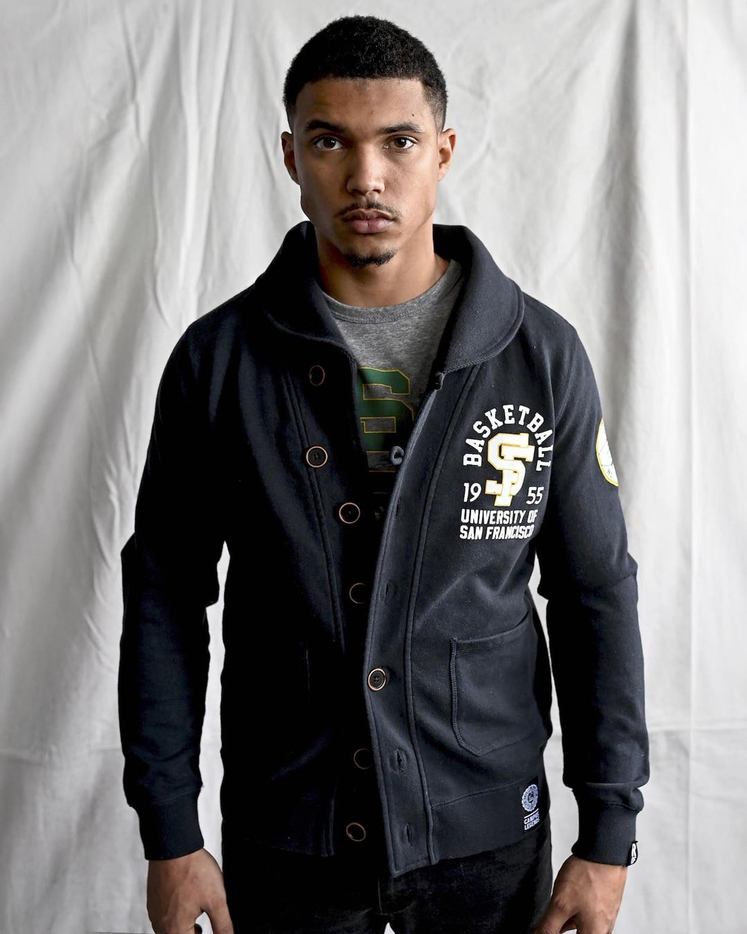 USF - Bill Russell '55 Black Cardigan - Roots of Fight Canada
