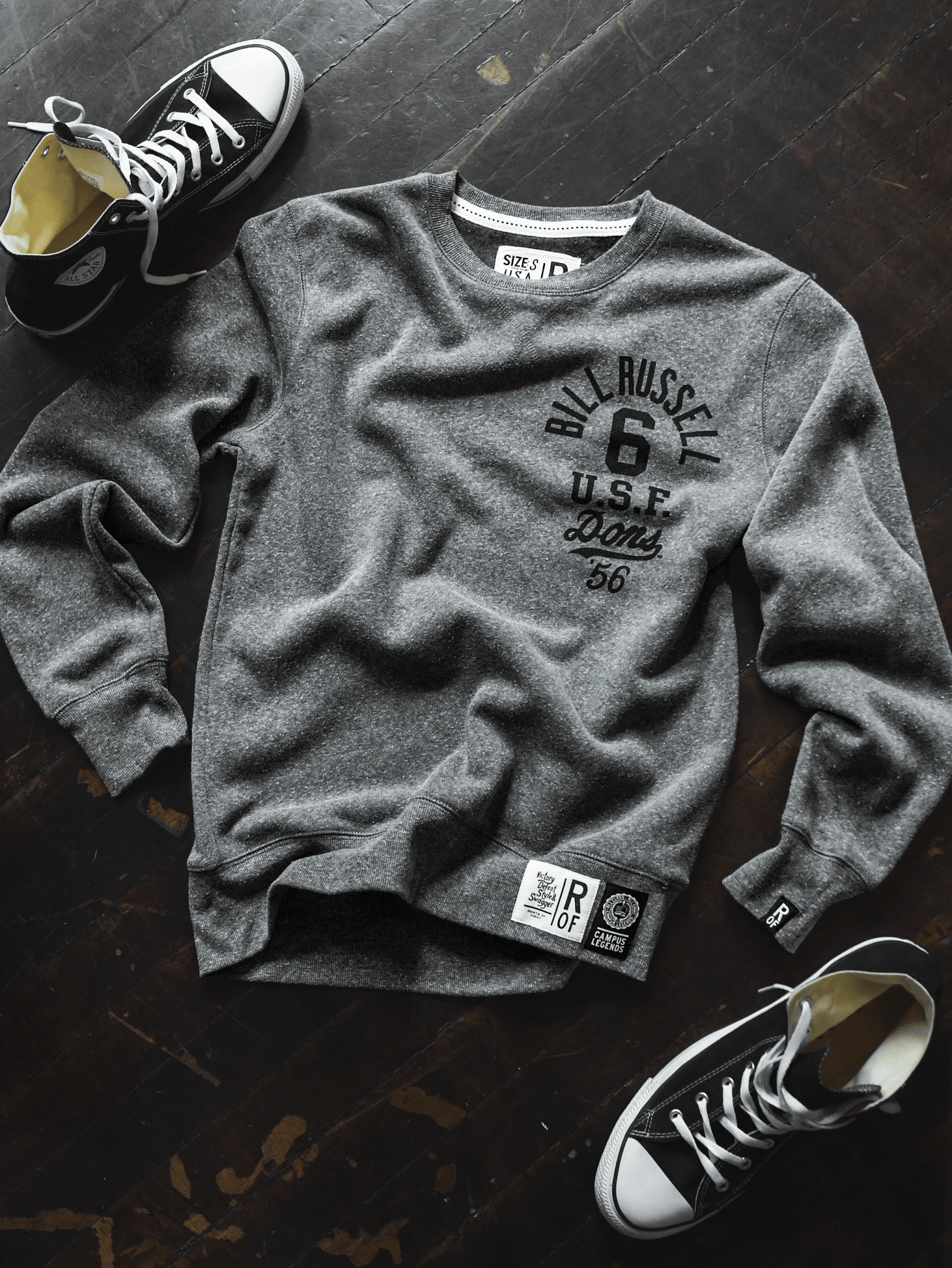 USF - Bill Russell '56 Basketball Grey Sweatshirt - Roots of Fight Canada