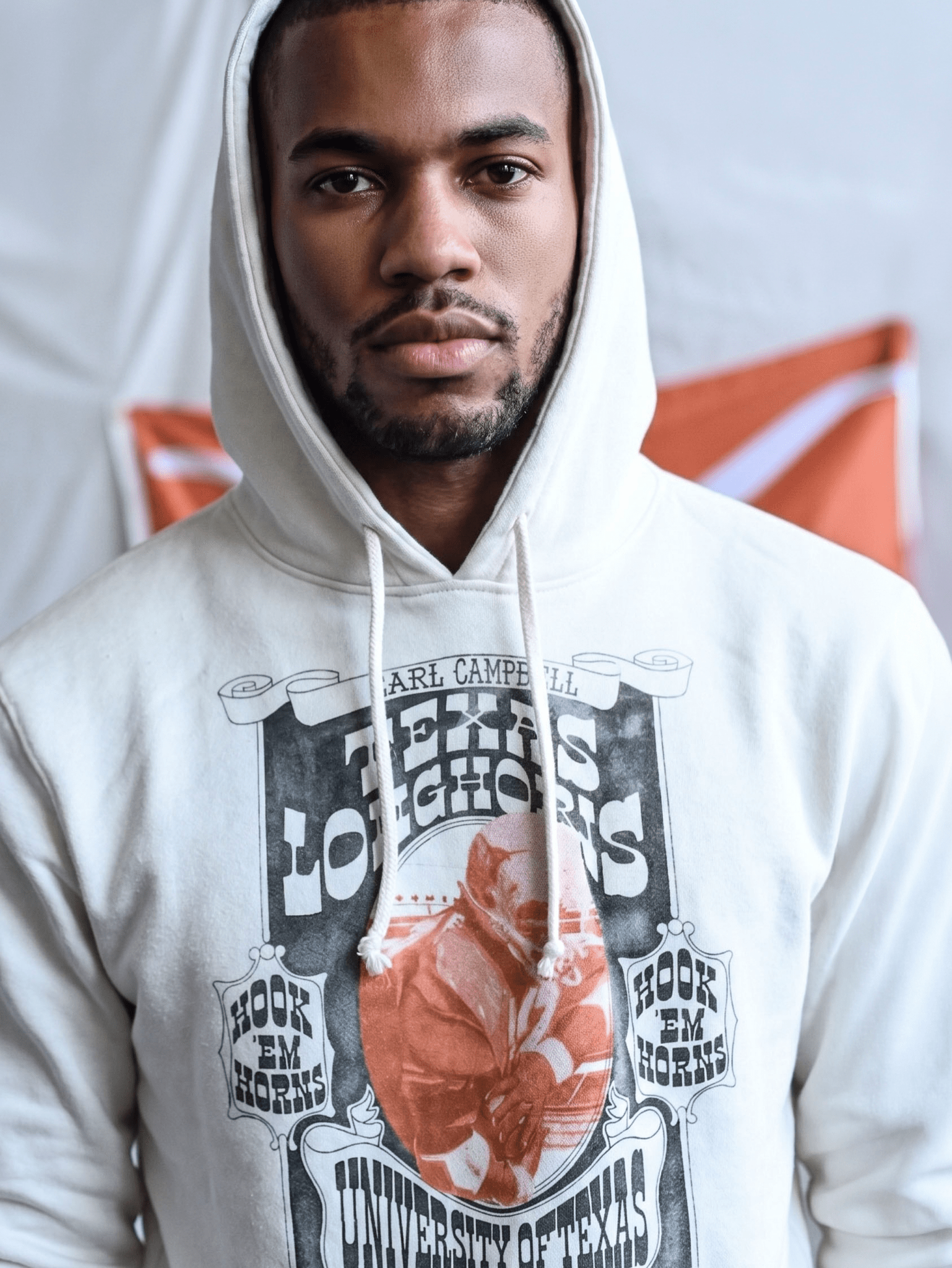 UT - Earl Campbell Texas Tornado White PO Hoody - Roots of Fight Canada