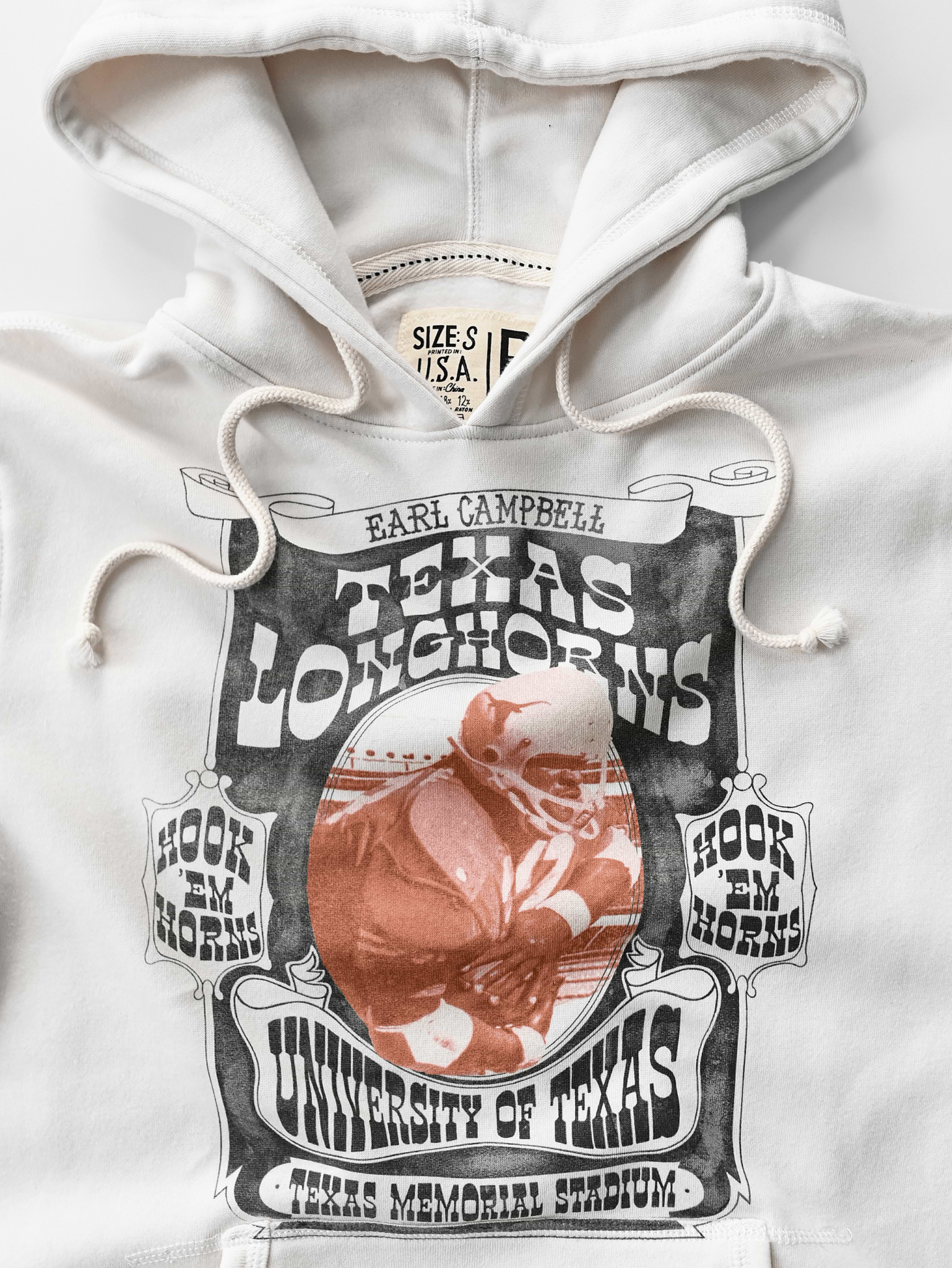UT - Earl Campbell Texas Tornado White PO Hoody - Roots of Fight Canada