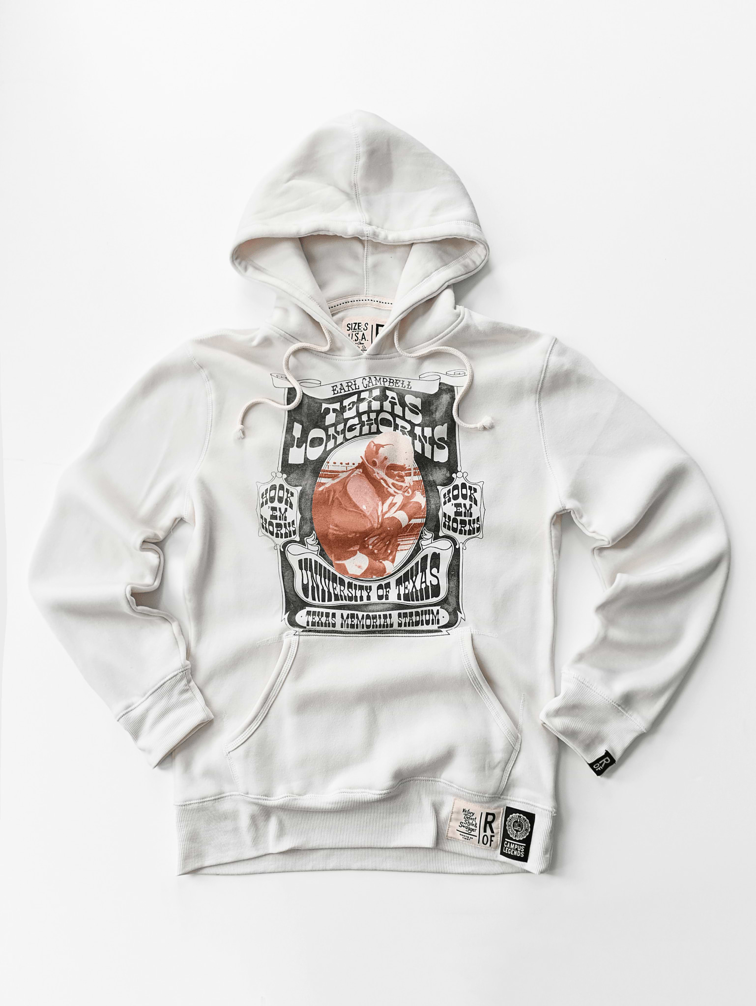 UT - Earl Campbell Texas Tornado White PO Hoody - Roots of Fight Canada