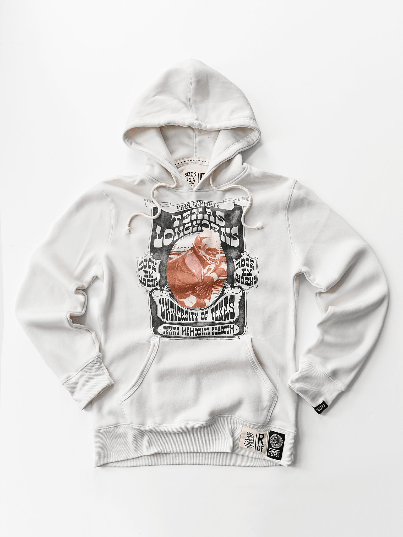 UT - Earl Campbell Texas Tornado White PO Hoody - Roots of Fight Canada