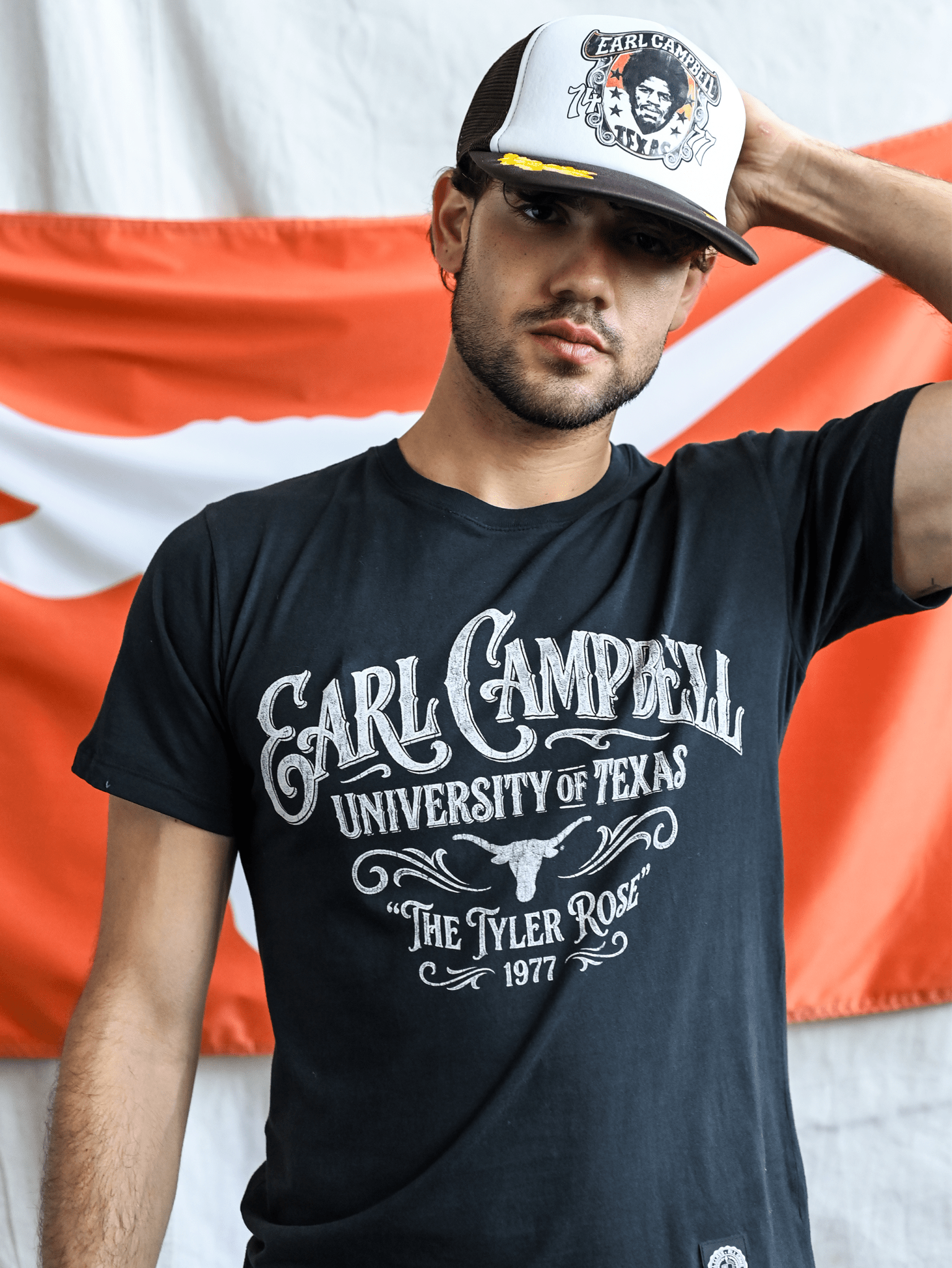 UT - Earl Campbell The Tyler Rose Black Tee - Roots of Fight Canada