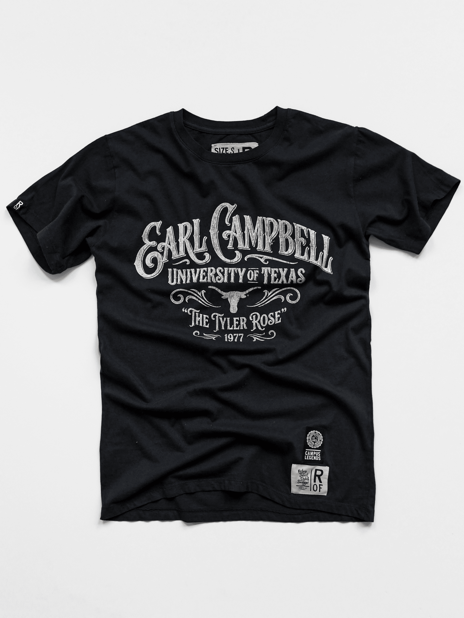 UT - Earl Campbell The Tyler Rose Black Tee - Roots of Fight Canada