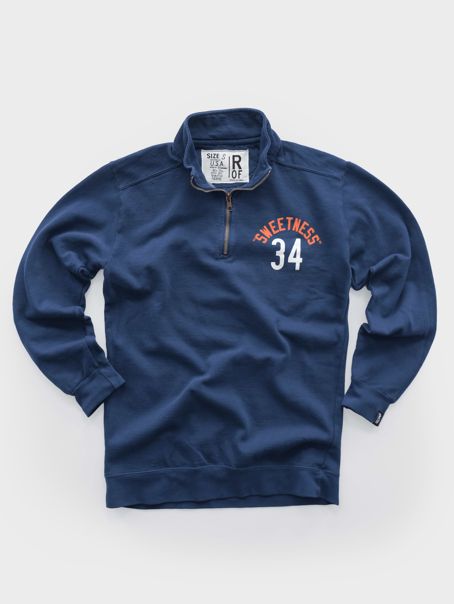 Walter Payton 34 Navy Quarter-Zip Sweatshirt - Roots of Fight Canada