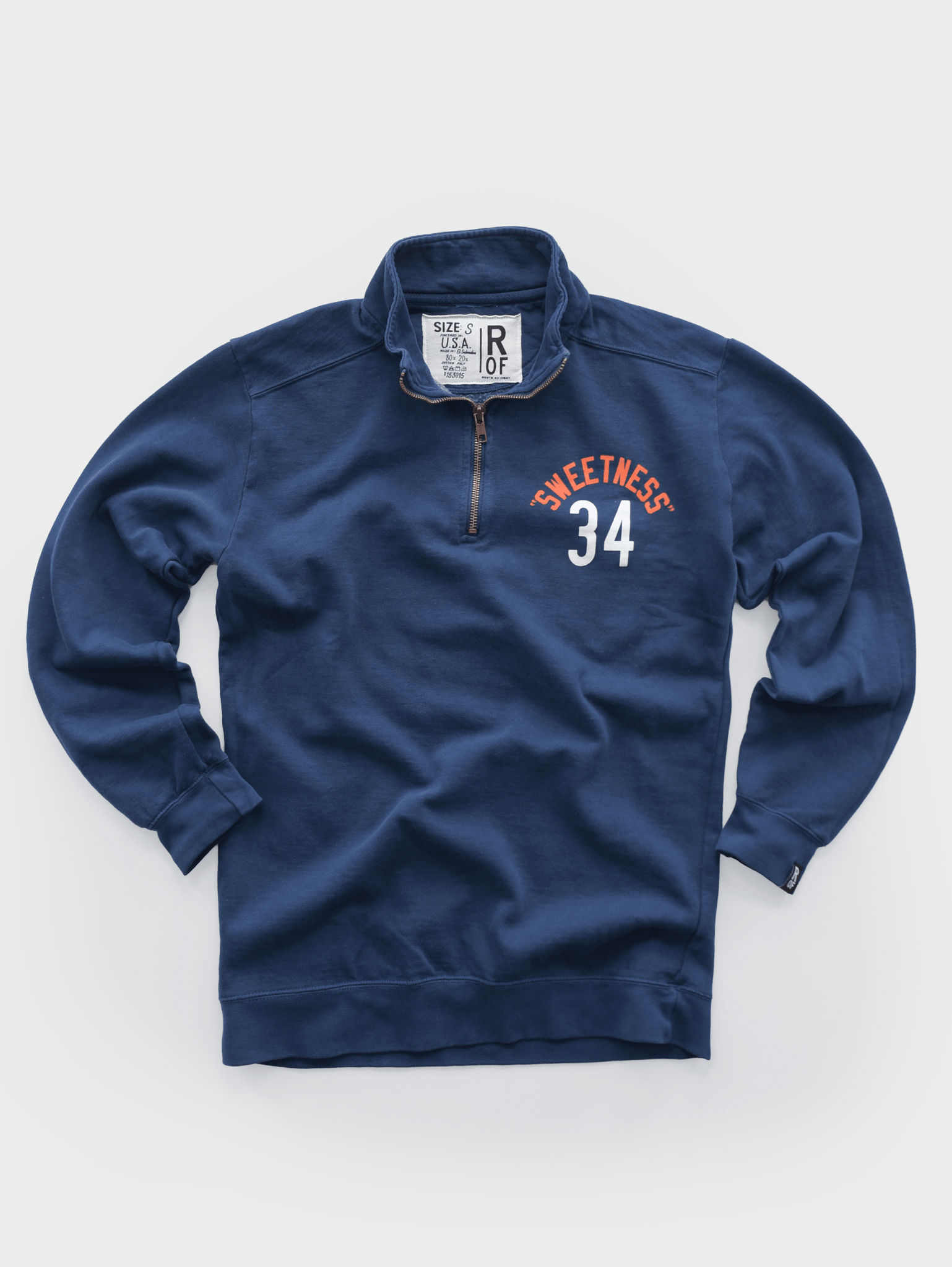 Walter Payton 34 Navy Quarter-Zip Sweatshirt - Roots of Fight Canada