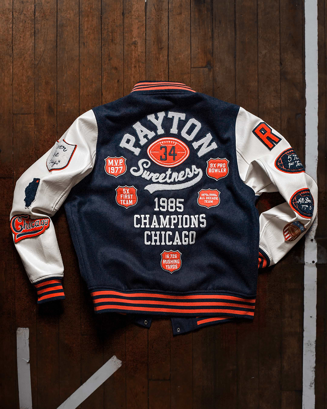 Walter Payton Legacy Navy Varsity Jacket - Roots of Fight Canada