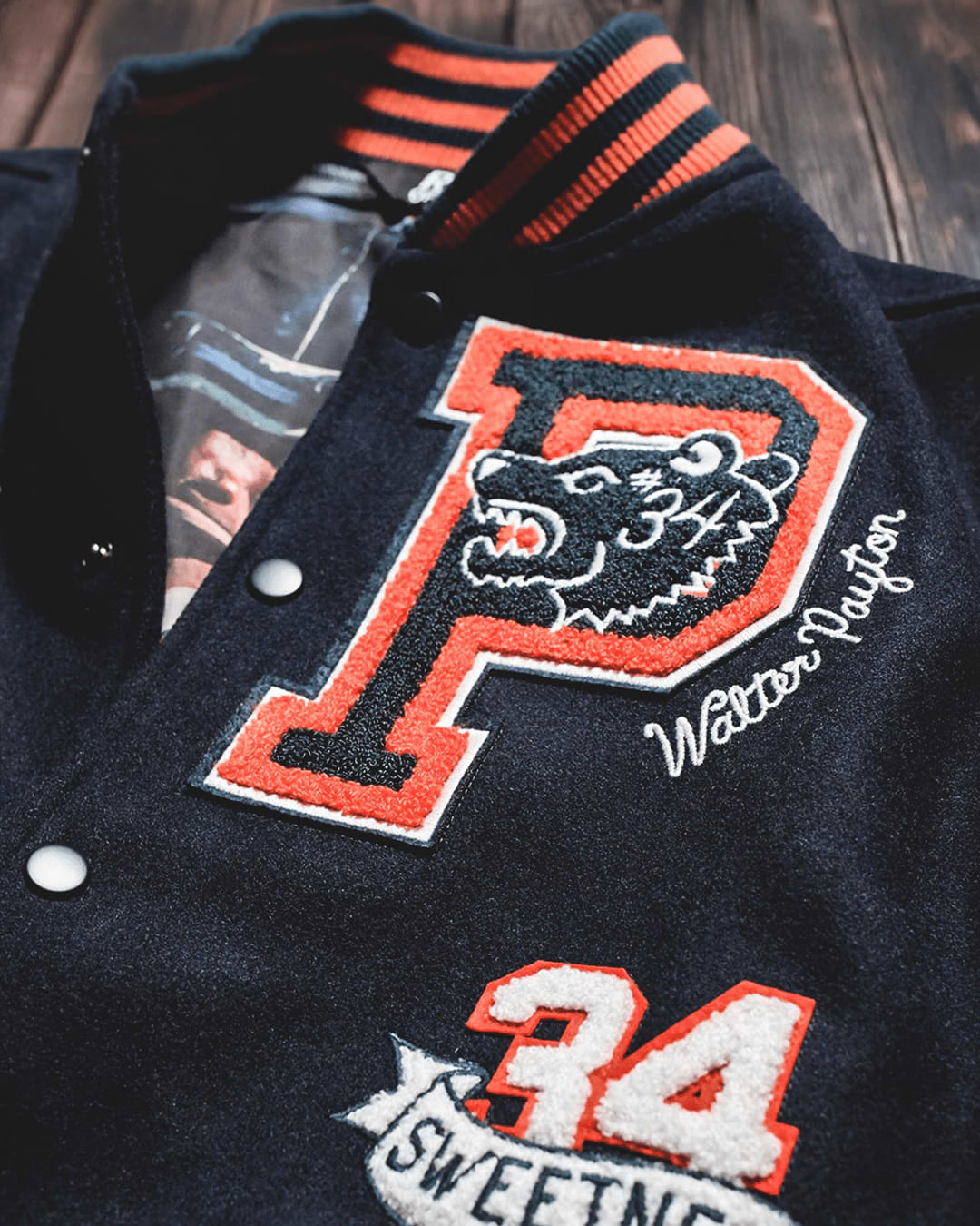 Walter Payton Legacy Navy Varsity Jacket - Roots of Fight Canada