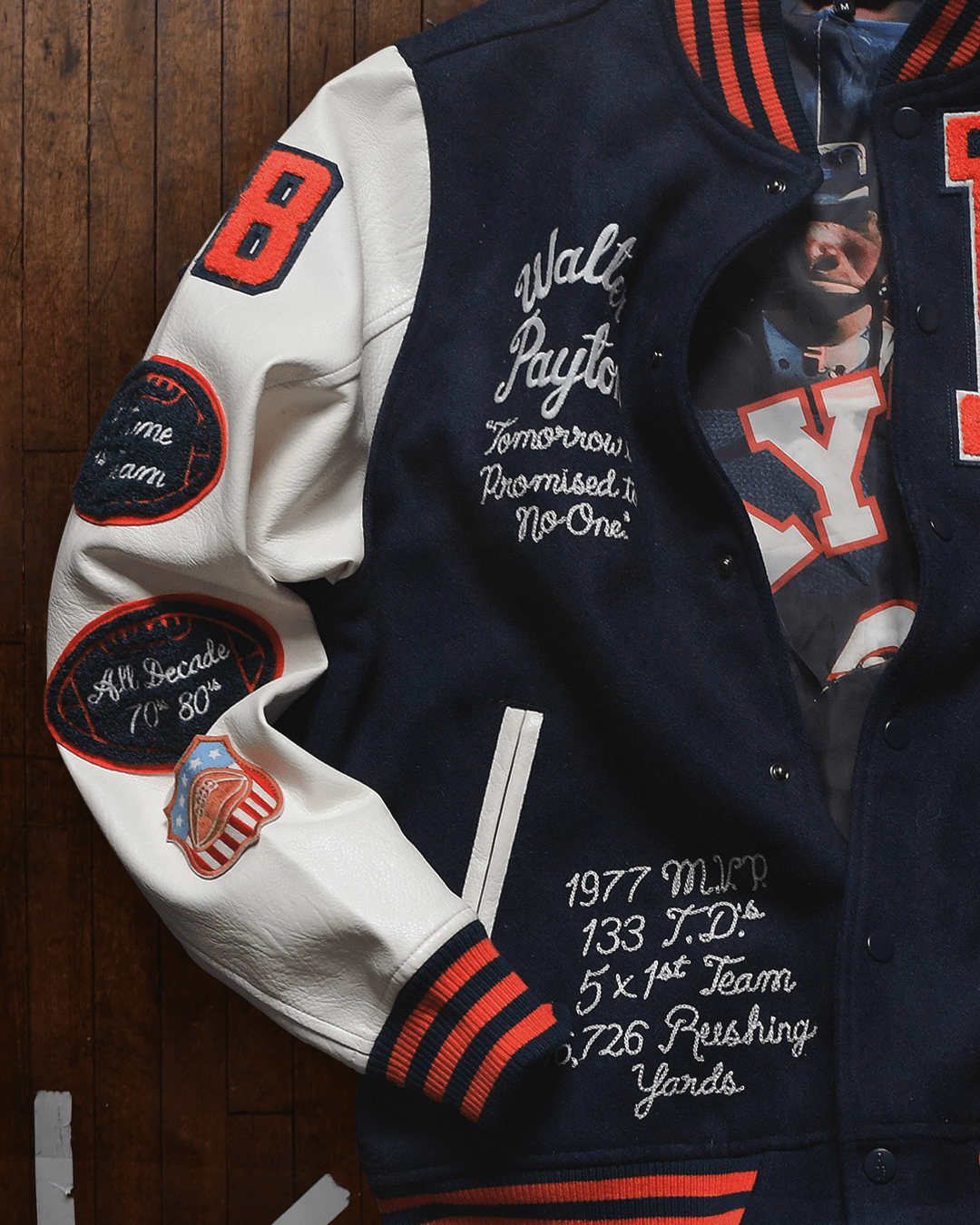 Walter Payton Legacy Navy Varsity Jacket - Roots of Fight Canada