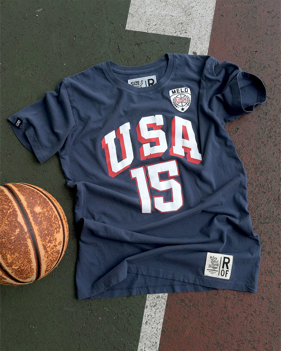 Carmelo Anthony #15 Basketball Navy Tee