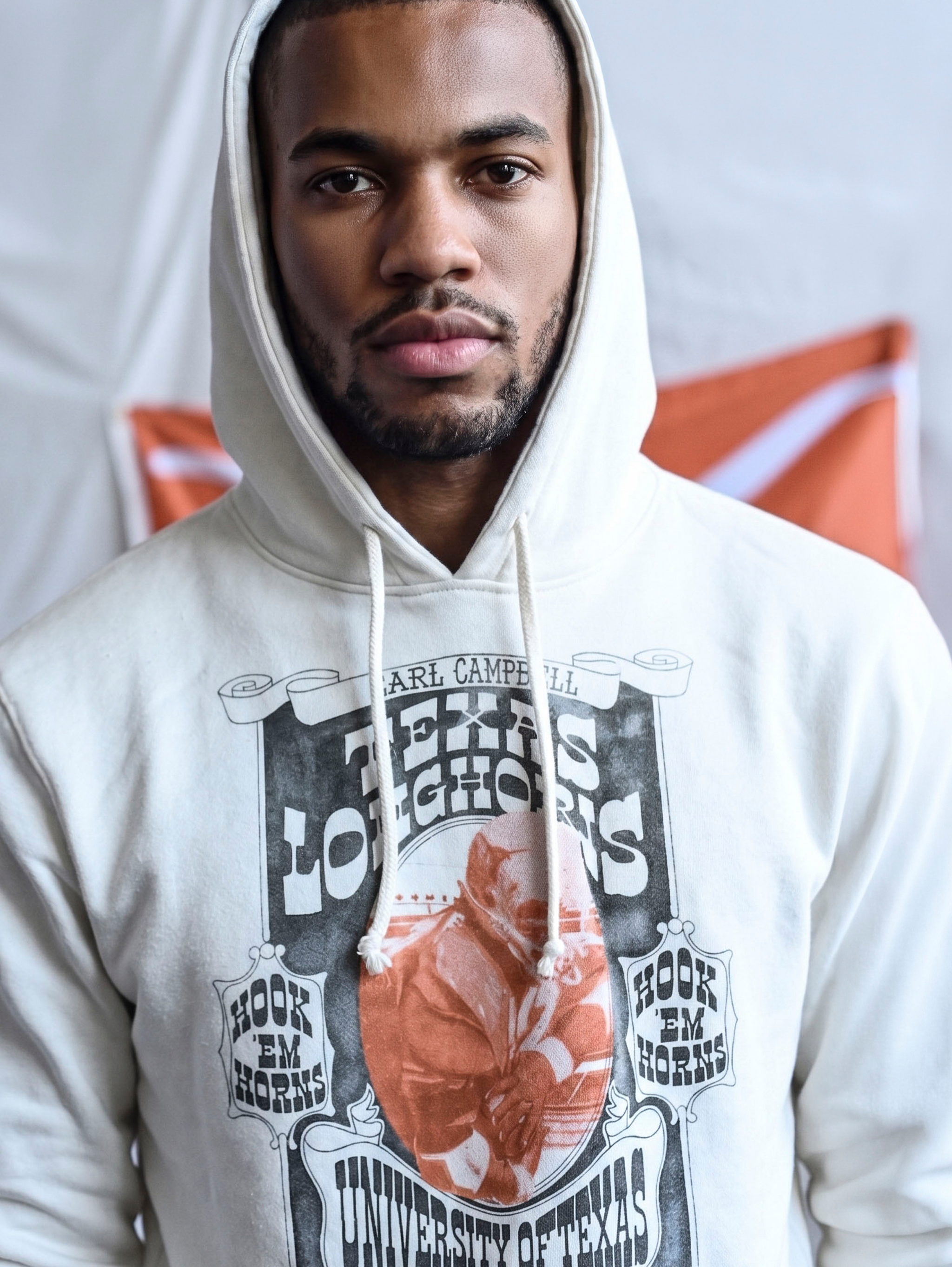 UT - Earl Campbell Texas Tornado White PO Hoody