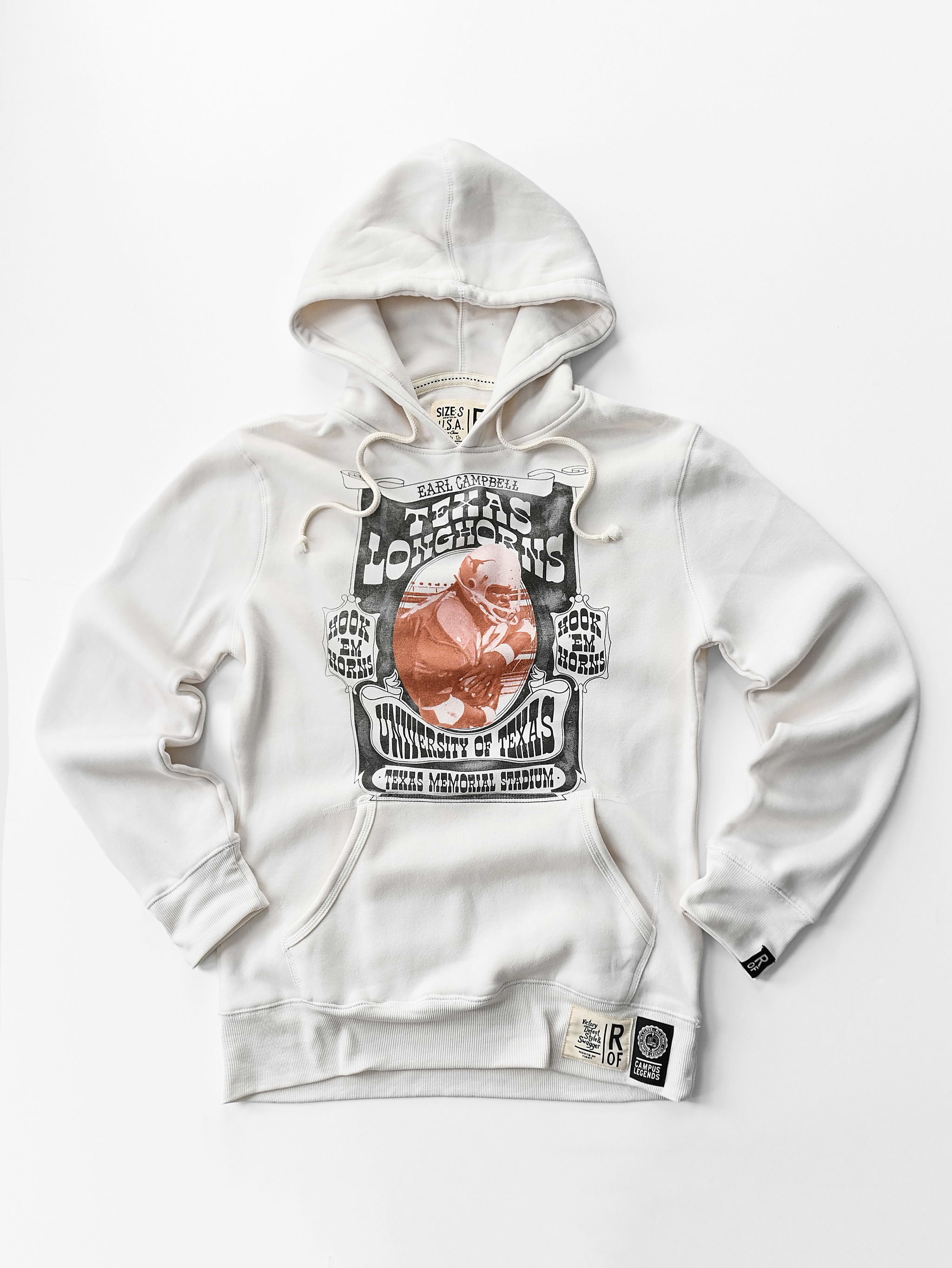 UT - Earl Campbell Texas Tornado White PO Hoody
