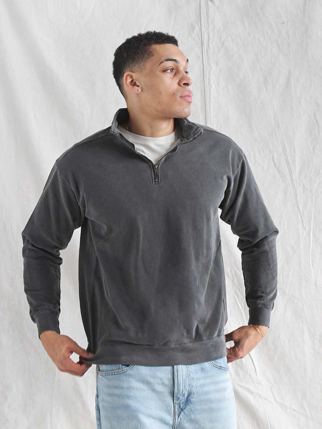 Premium Midweight Quarter-Zip Charcoal Sweatshirt