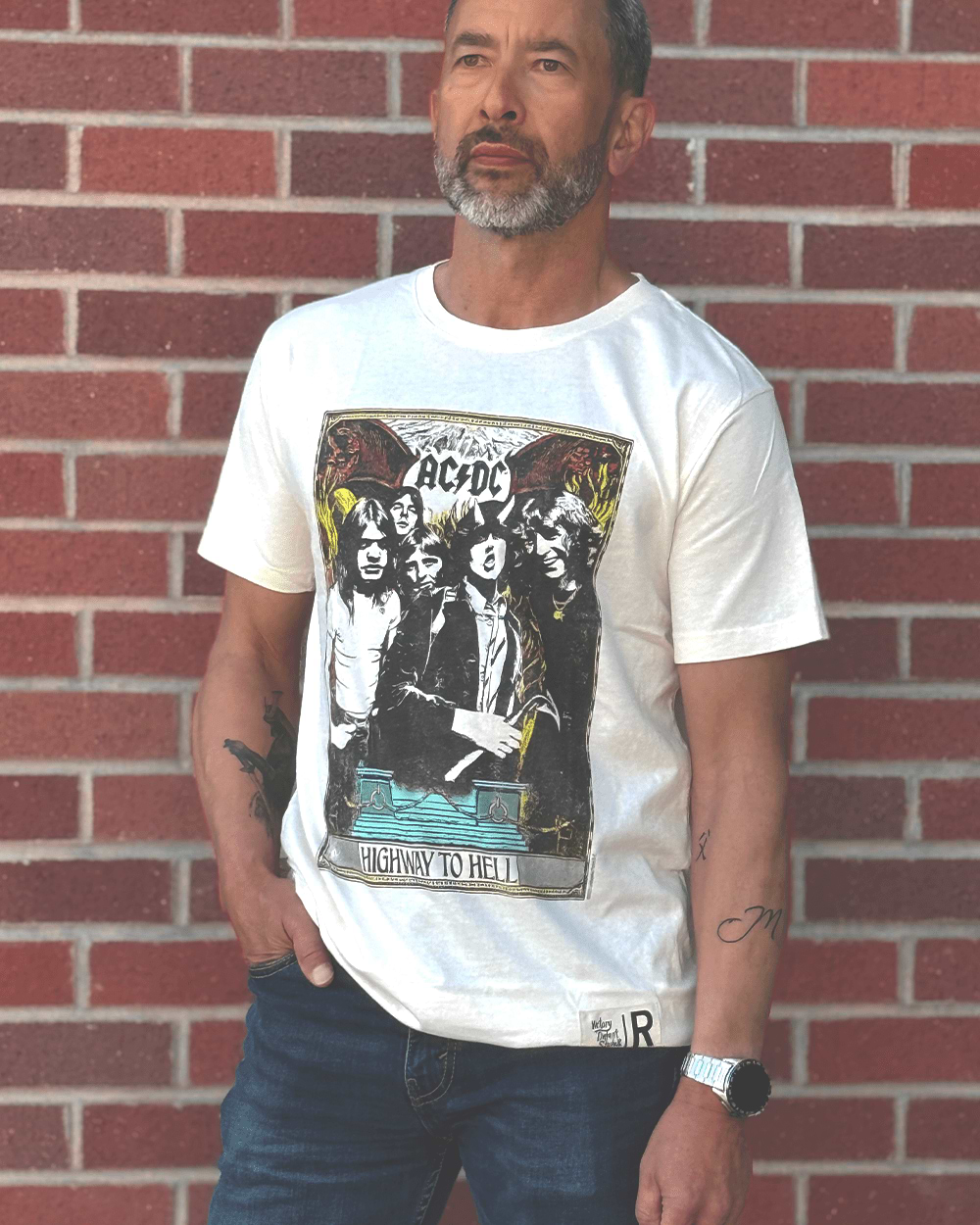 AC/DC Highway To Hell Photo White Tee - Roots of Fight