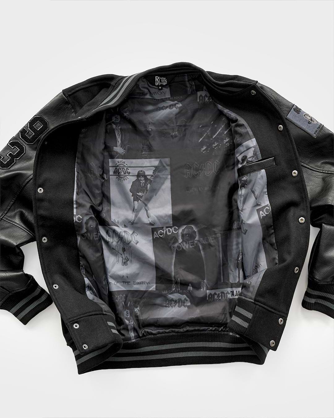 AC/DC Through The Eras Black Varsity Jacket - Roots of Fight