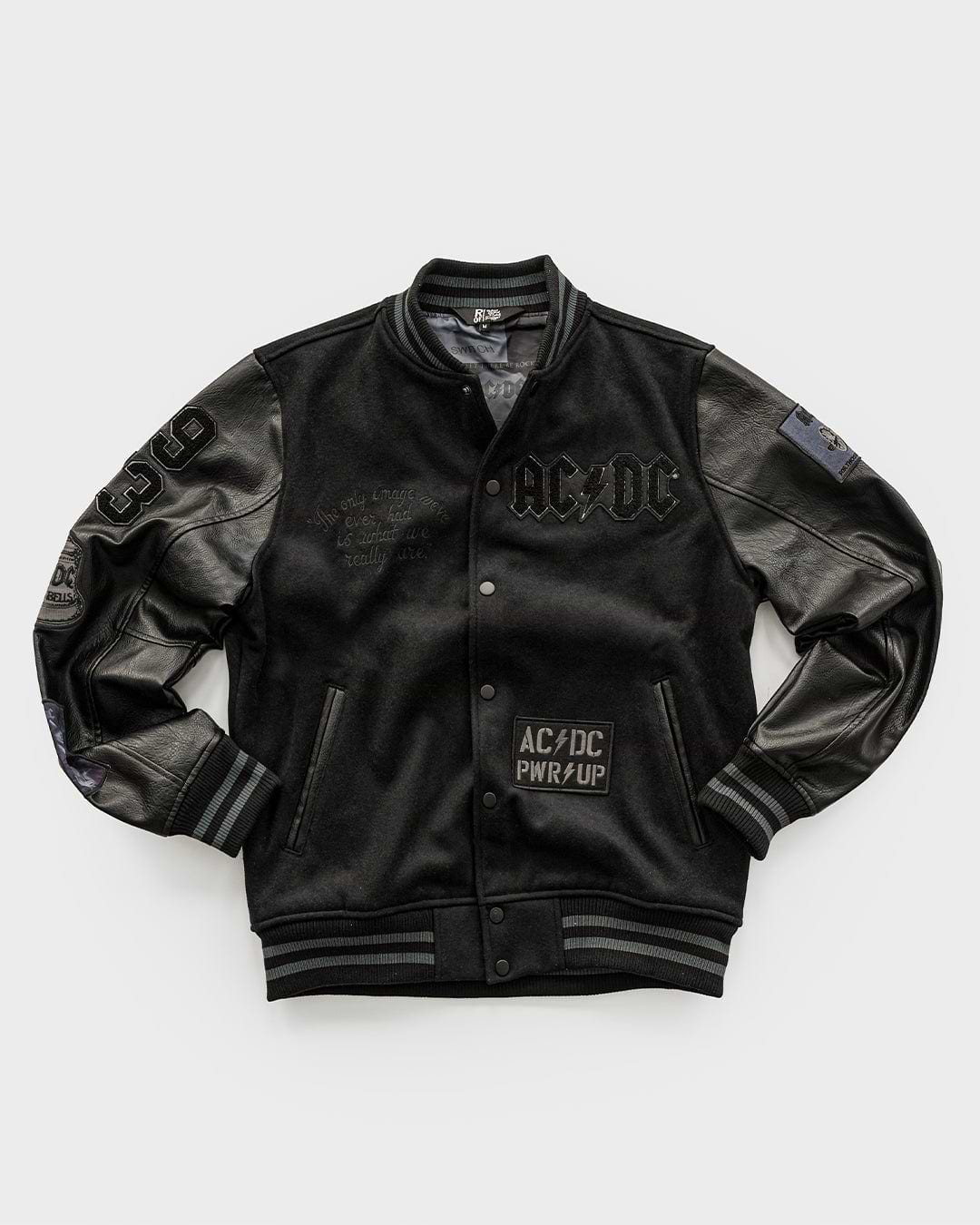 AC/DC Through The Eras Black Varsity Jacket - Roots of Fight