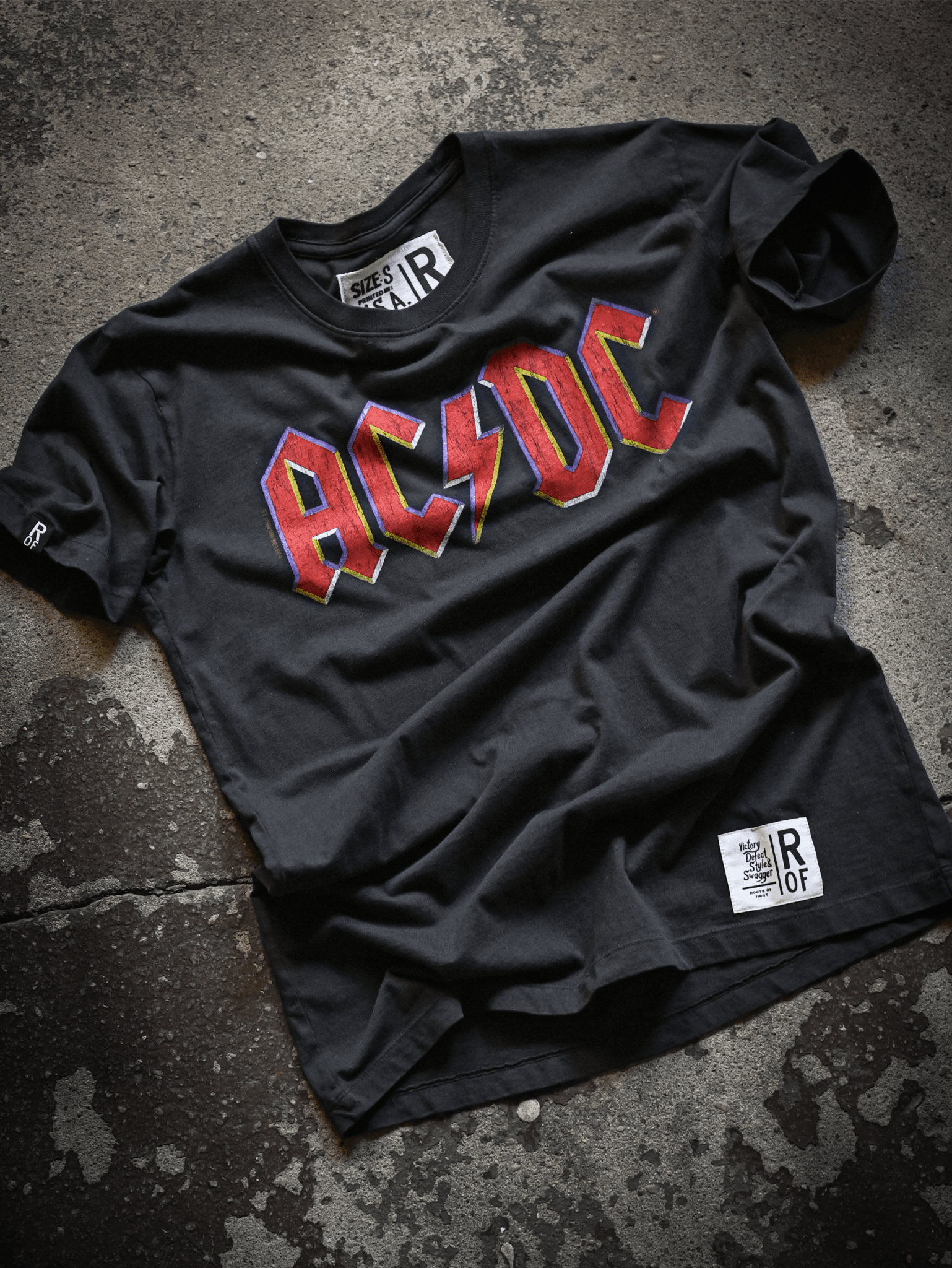 AC/DC Vintage Black Tee - Roots of Fight