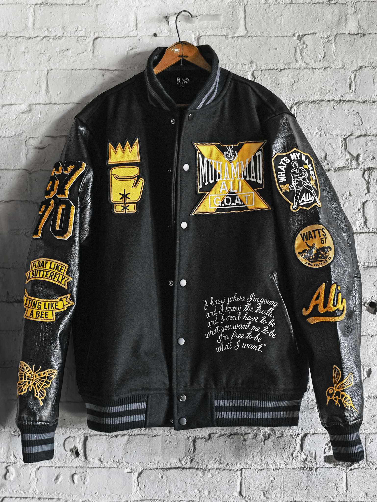 Ali Champ Is Back Black Varsity Jacket - Roots of Fight