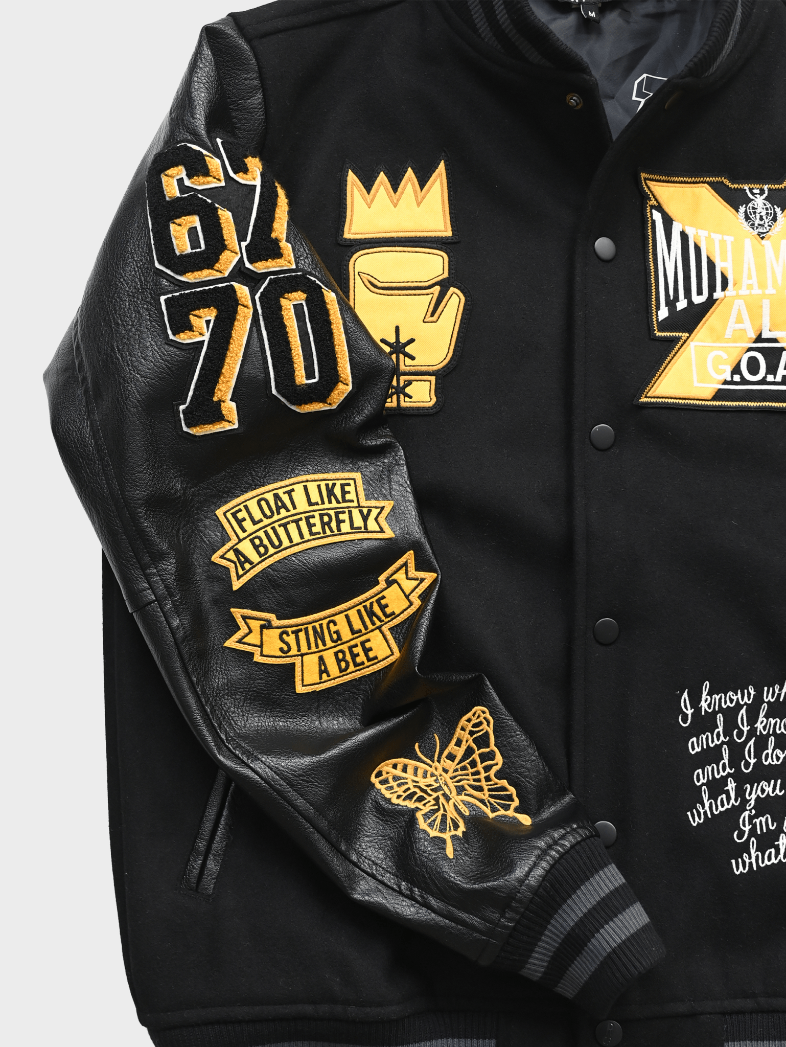 Ali Champ Is Back Black Varsity Jacket - Roots of Fight