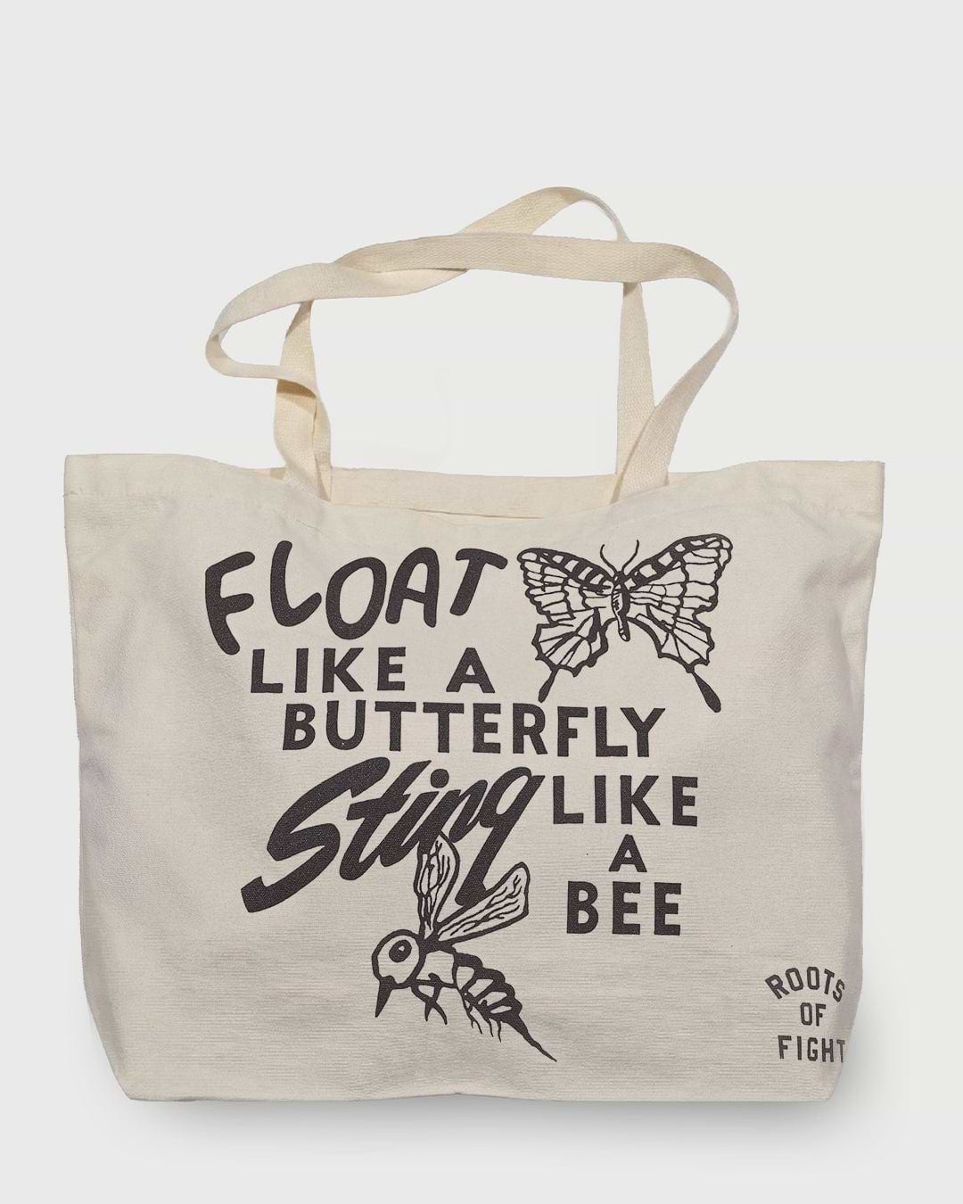 Ali Float Like A Butterfly Ivory Tote Bag - Roots of Fight