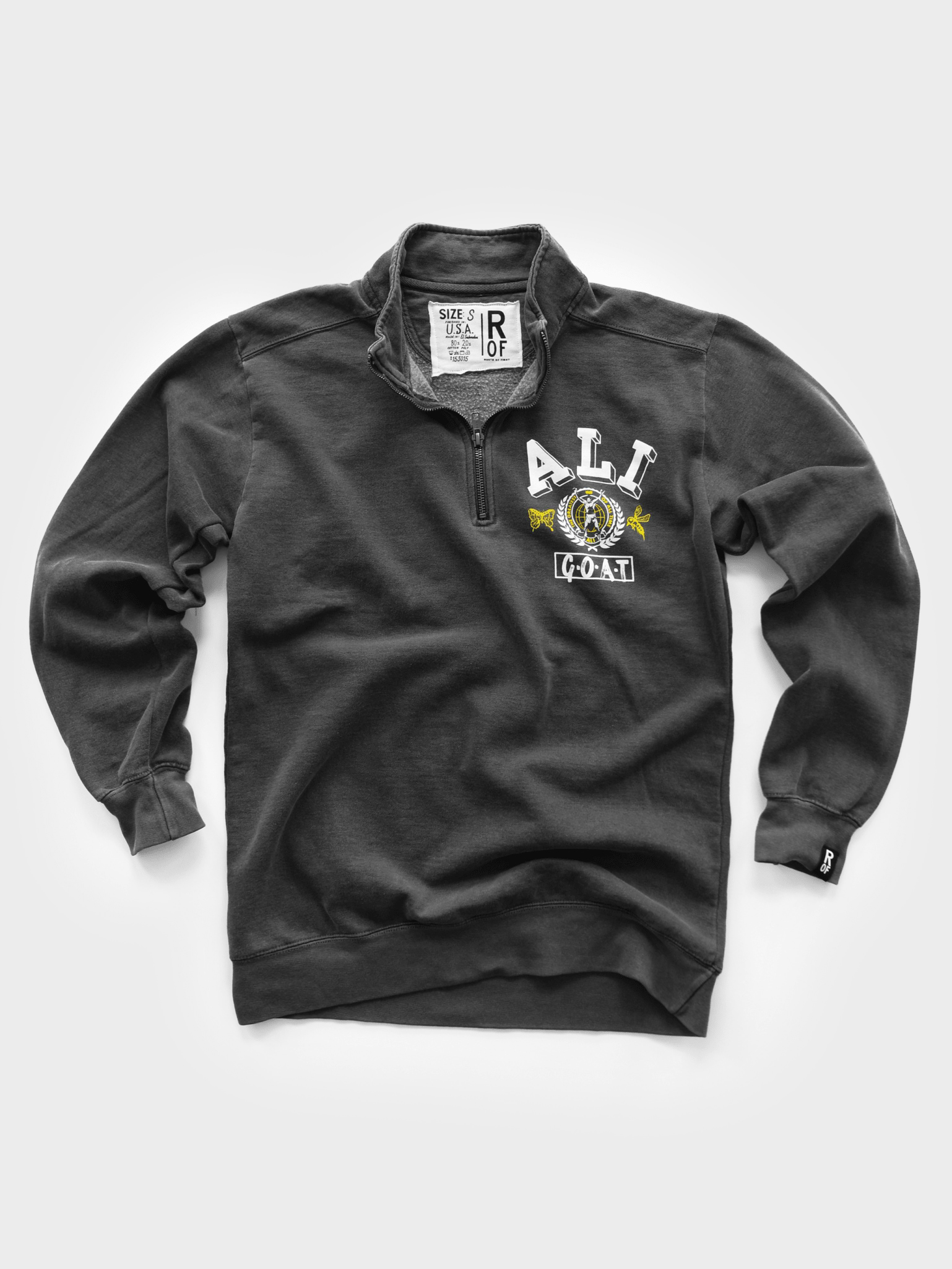 Ali GOAT Charcoal Quarter-Zip Sweatshirt - Roots of Fight