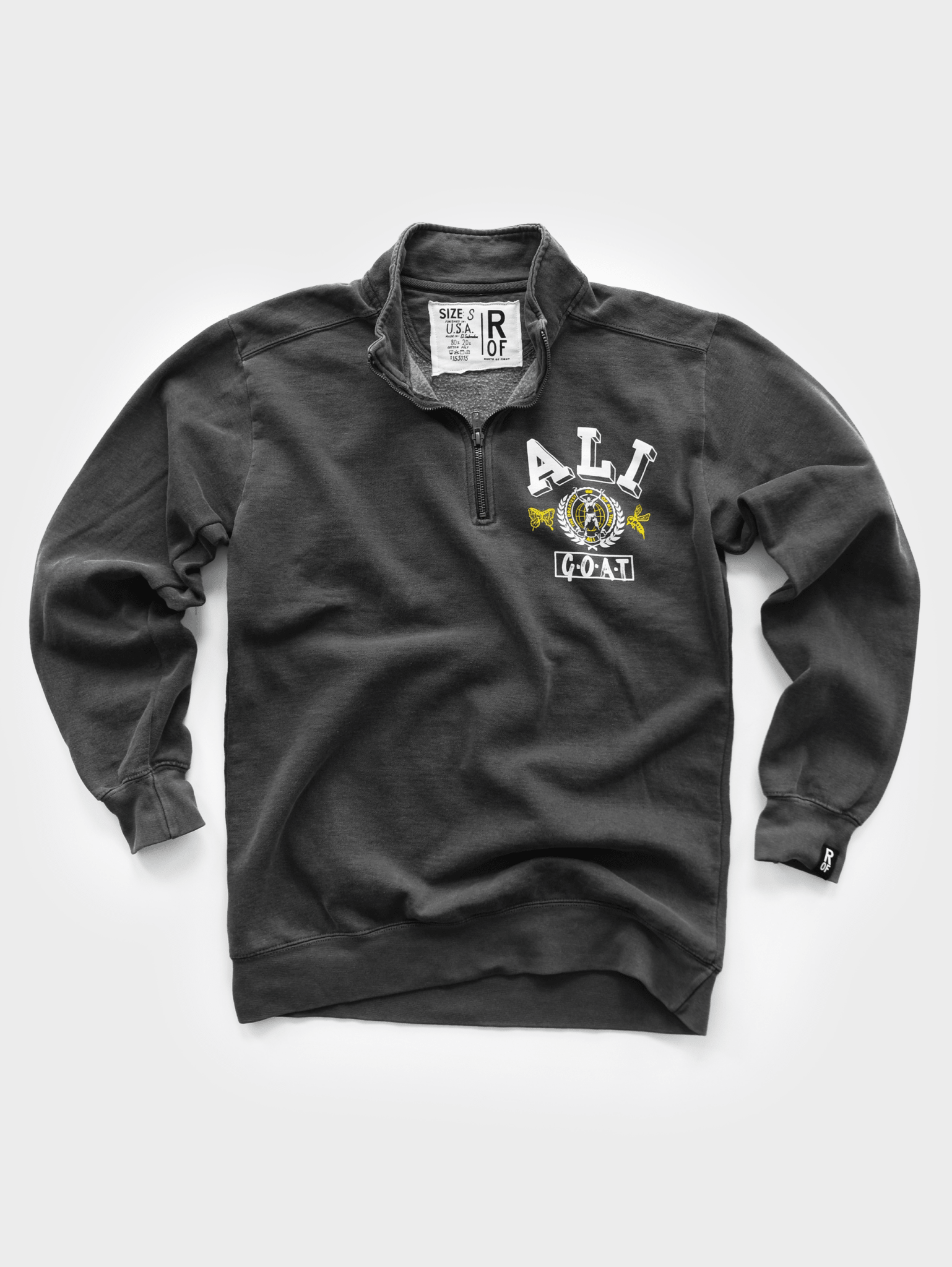 Ali GOAT Charcoal Quarter-Zip Sweatshirt - Roots of Fight