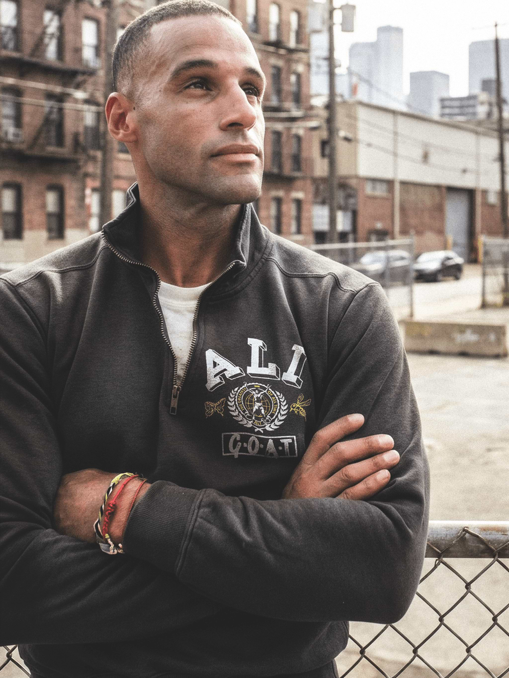 Ali GOAT Charcoal Quarter-Zip Sweatshirt - Roots of Fight