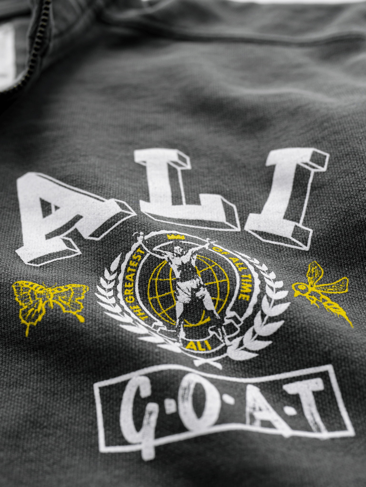 Ali GOAT Charcoal Quarter-Zip Sweatshirt - Roots of Fight