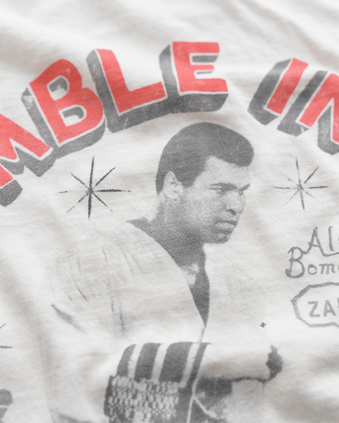 Ali Rumble Kinshasa Zaire White Tee - Roots of Fight