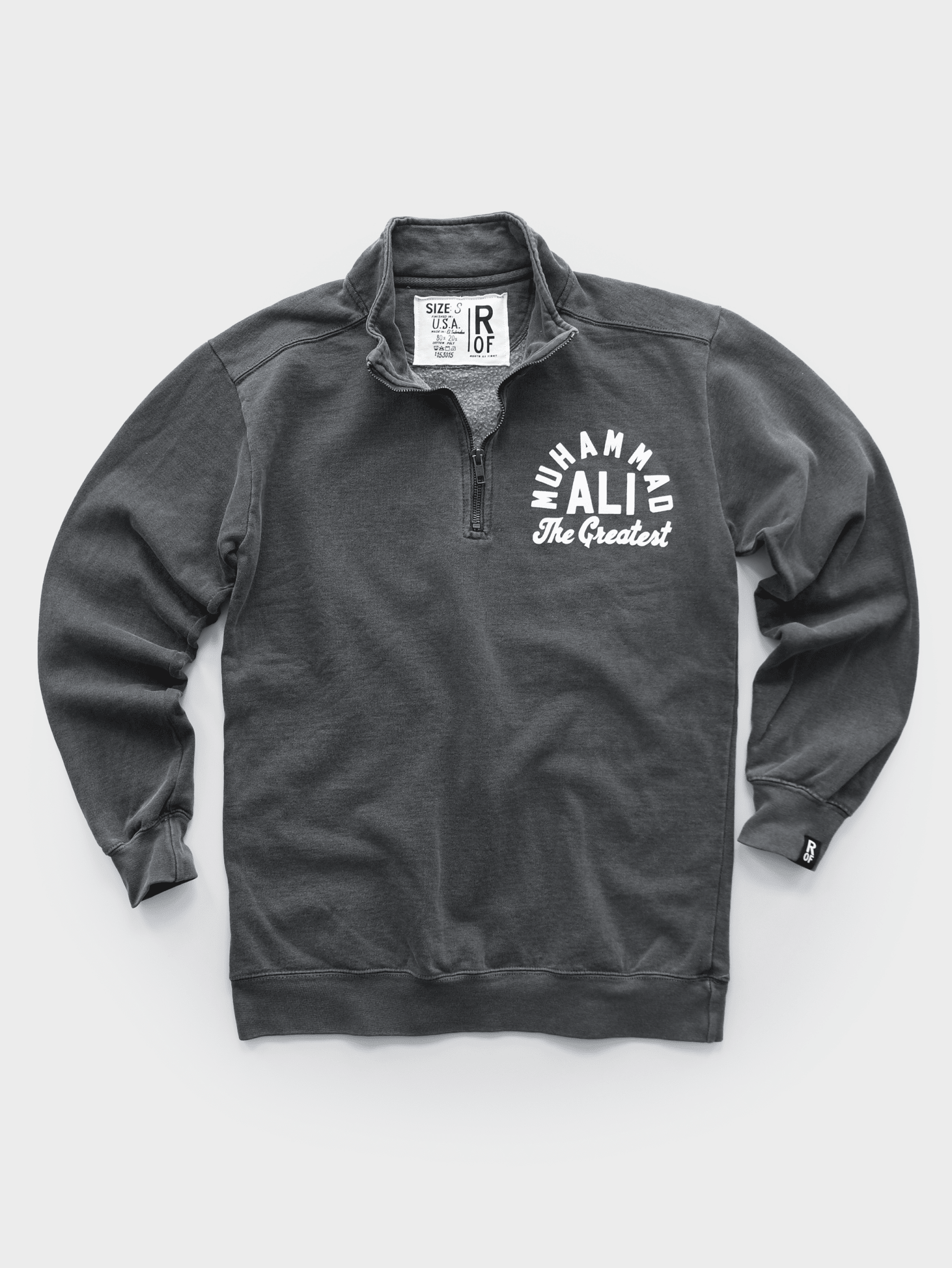 Ali The Greatest Charcoal Quarter-Zip Sweatshirt - Roots of Fight