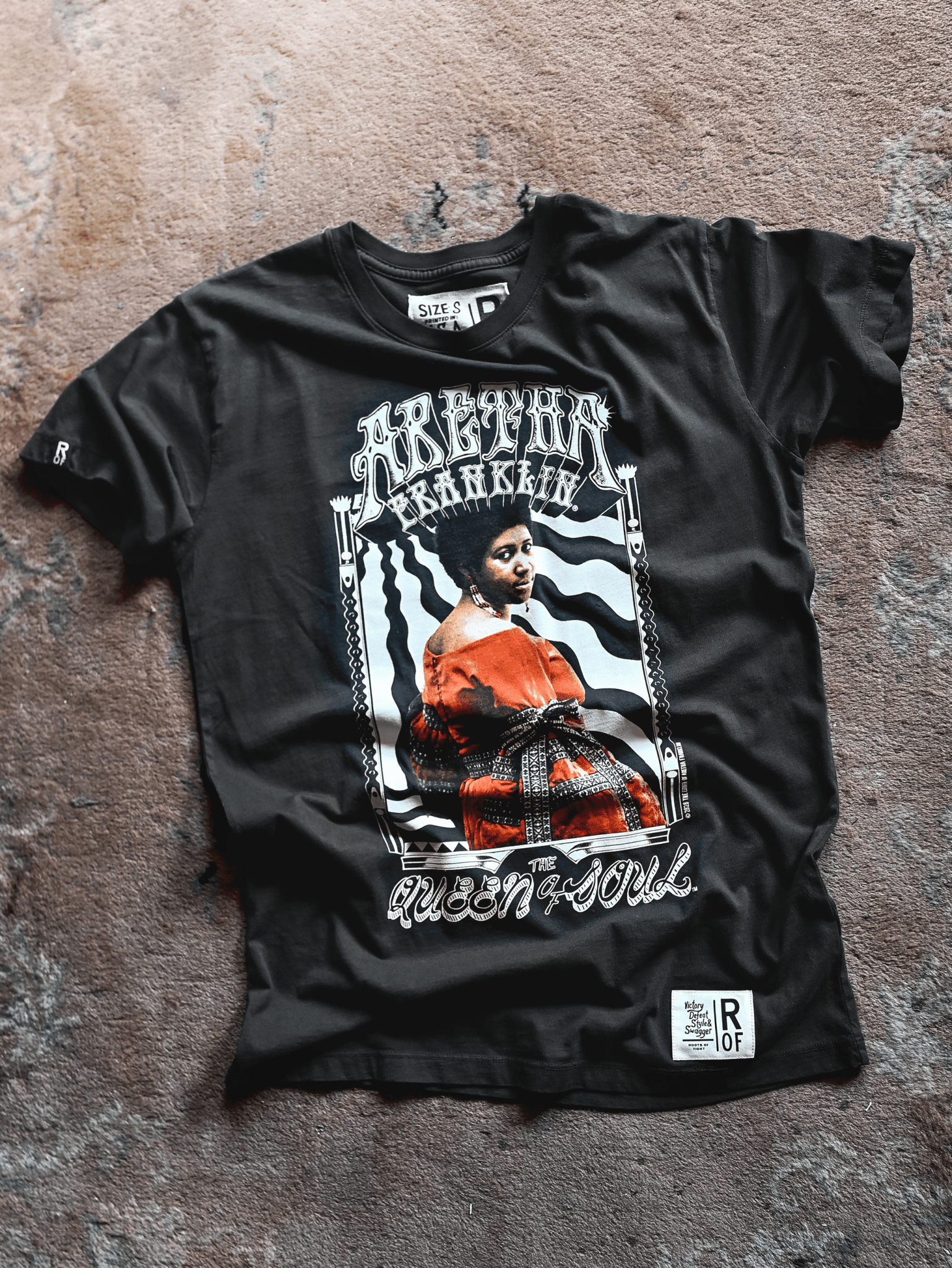 Aretha Franklin Queen of Soul Black Photo Tee - Roots of Fight