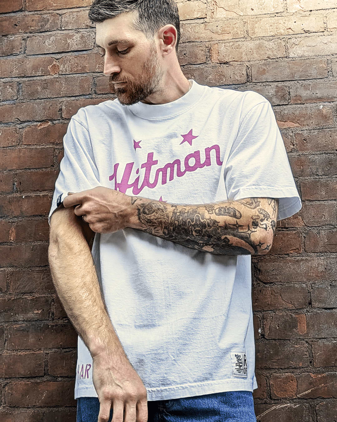 Bret Hart Hitman White Heavyweight Tee - Roots of Fight