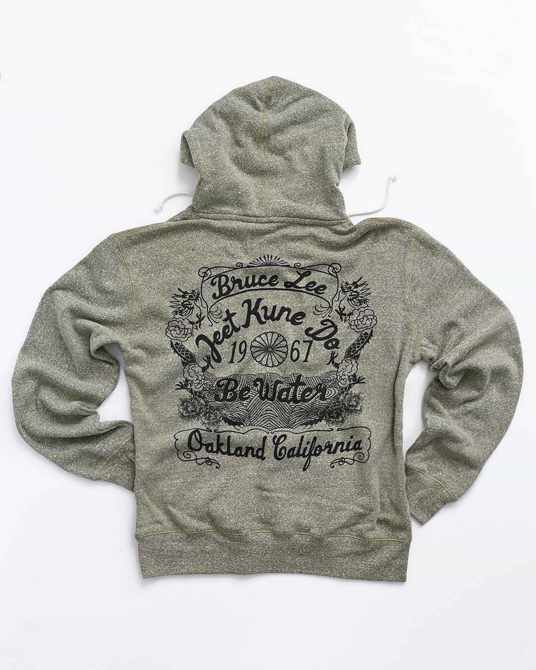 Bruce Lee &#39;Be Water&#39; Olive PO Hoody - Roots of Fight