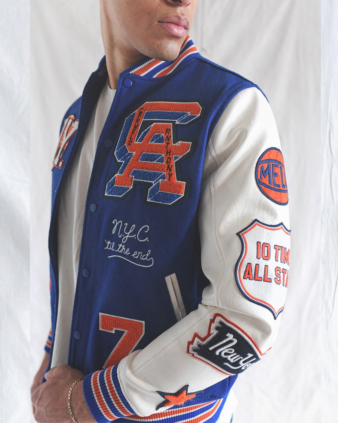 C. Anthony New York Blue Varsity Jacket - Roots of Fight