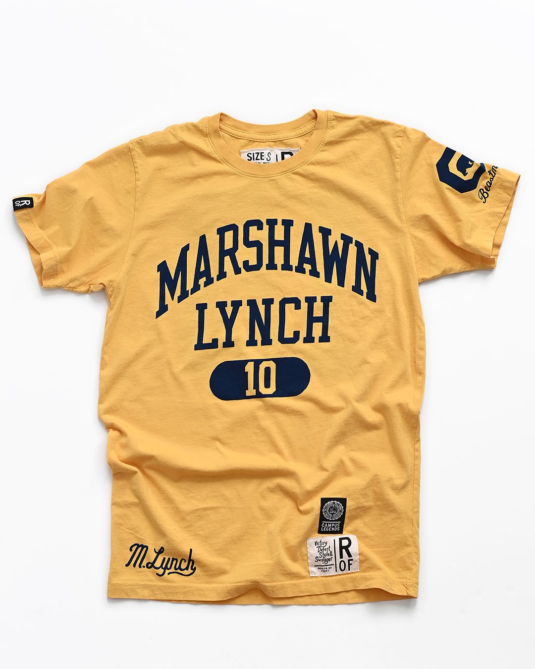 CAL - Marshawn Lynch #10 Gold Tee - Roots of Fight