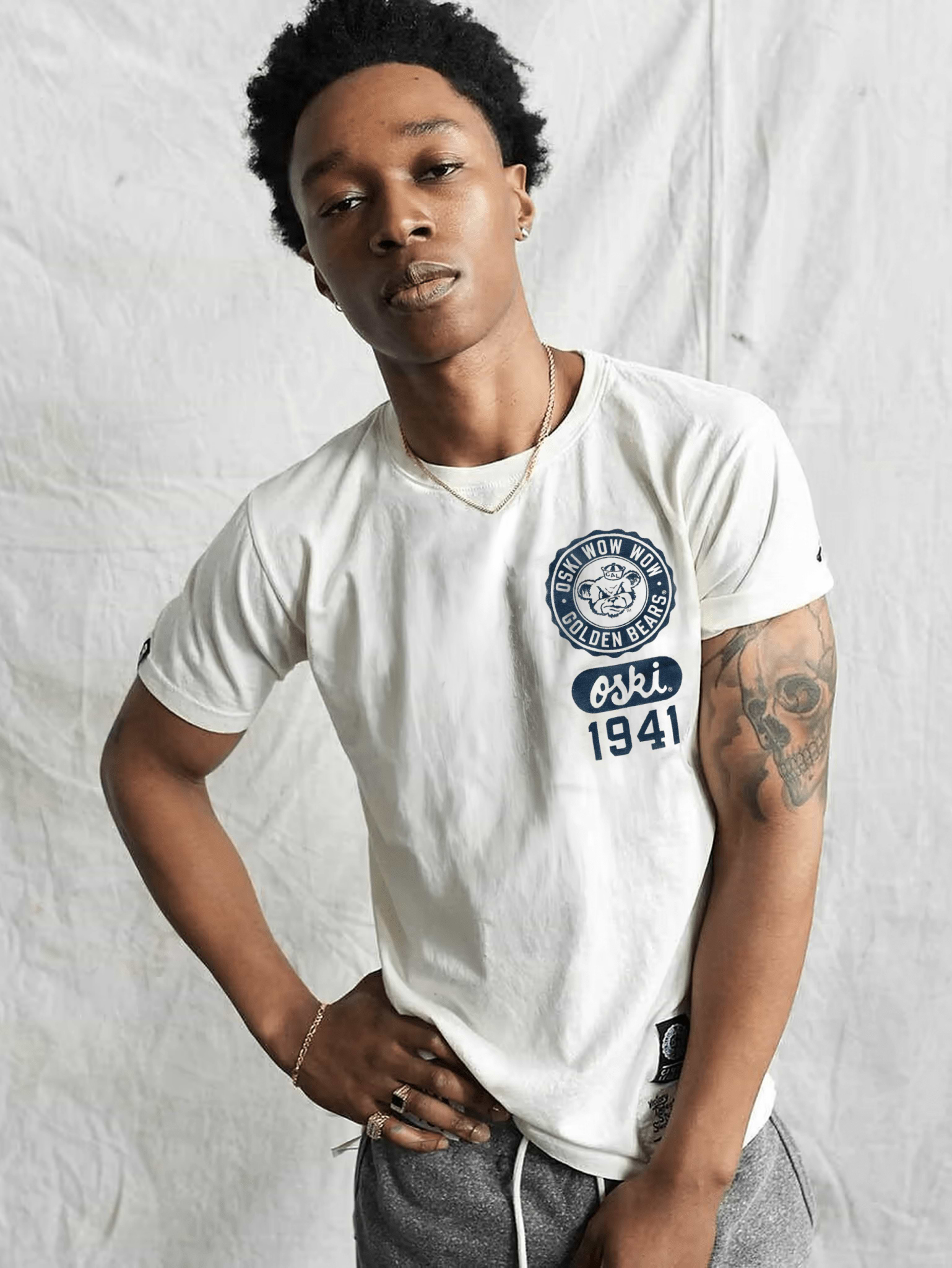 CAL - Oski Yell '41 White Tee - Roots of Fight