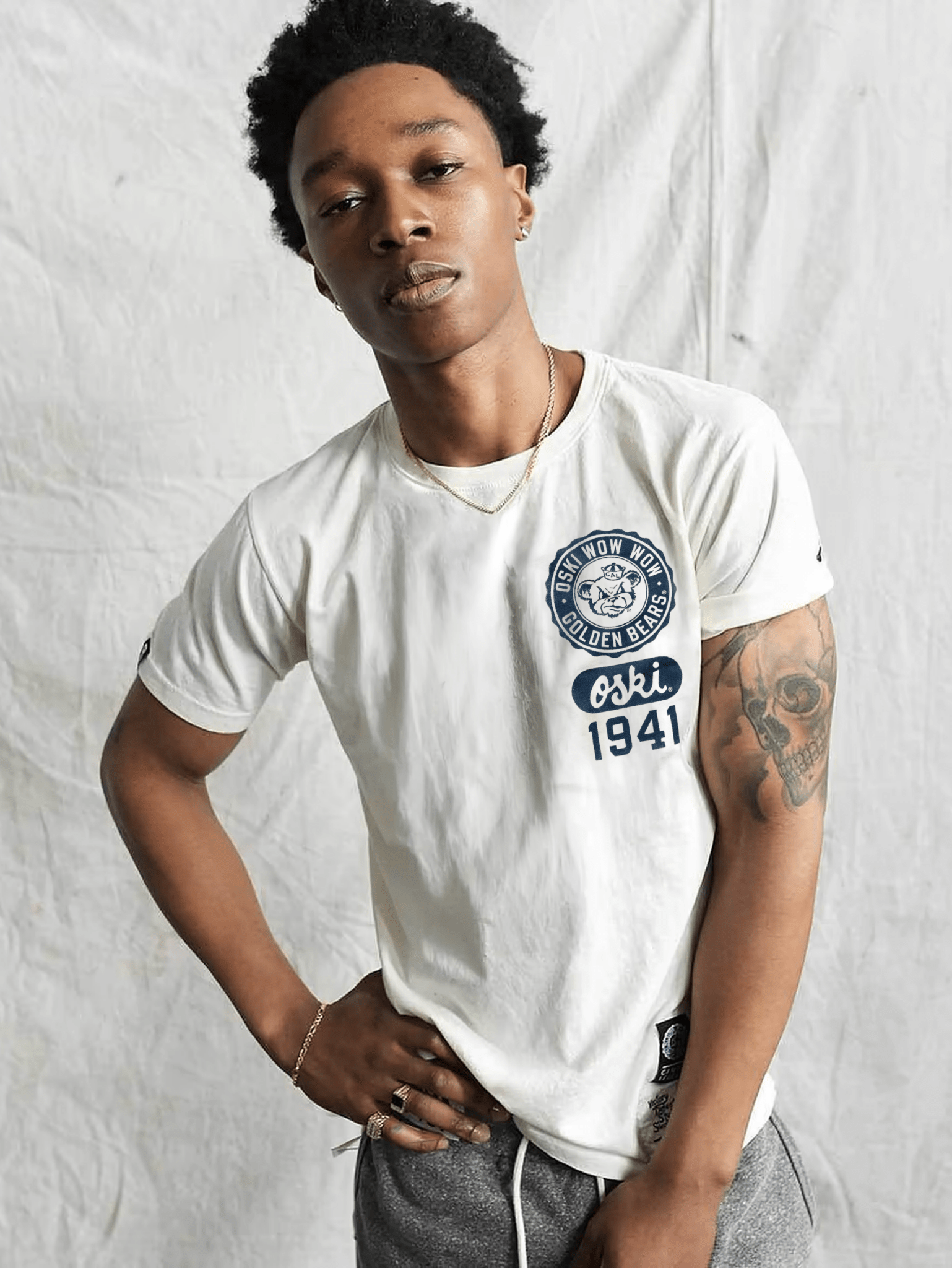 CAL - Oski Yell '41 White Tee - Roots of Fight