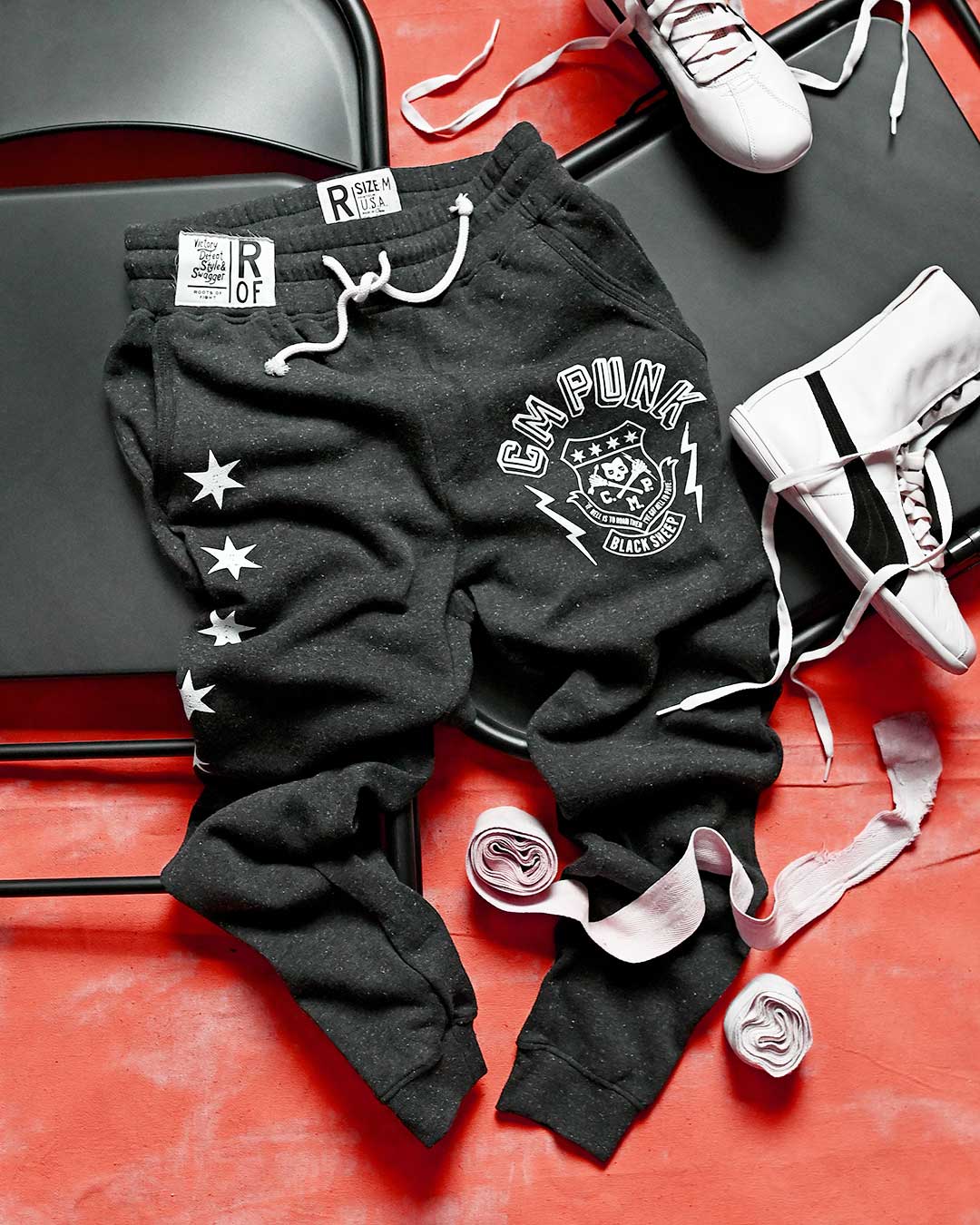 CM Punk &#39;Black Sheep&#39; Black Sweatpants - Roots of Fight