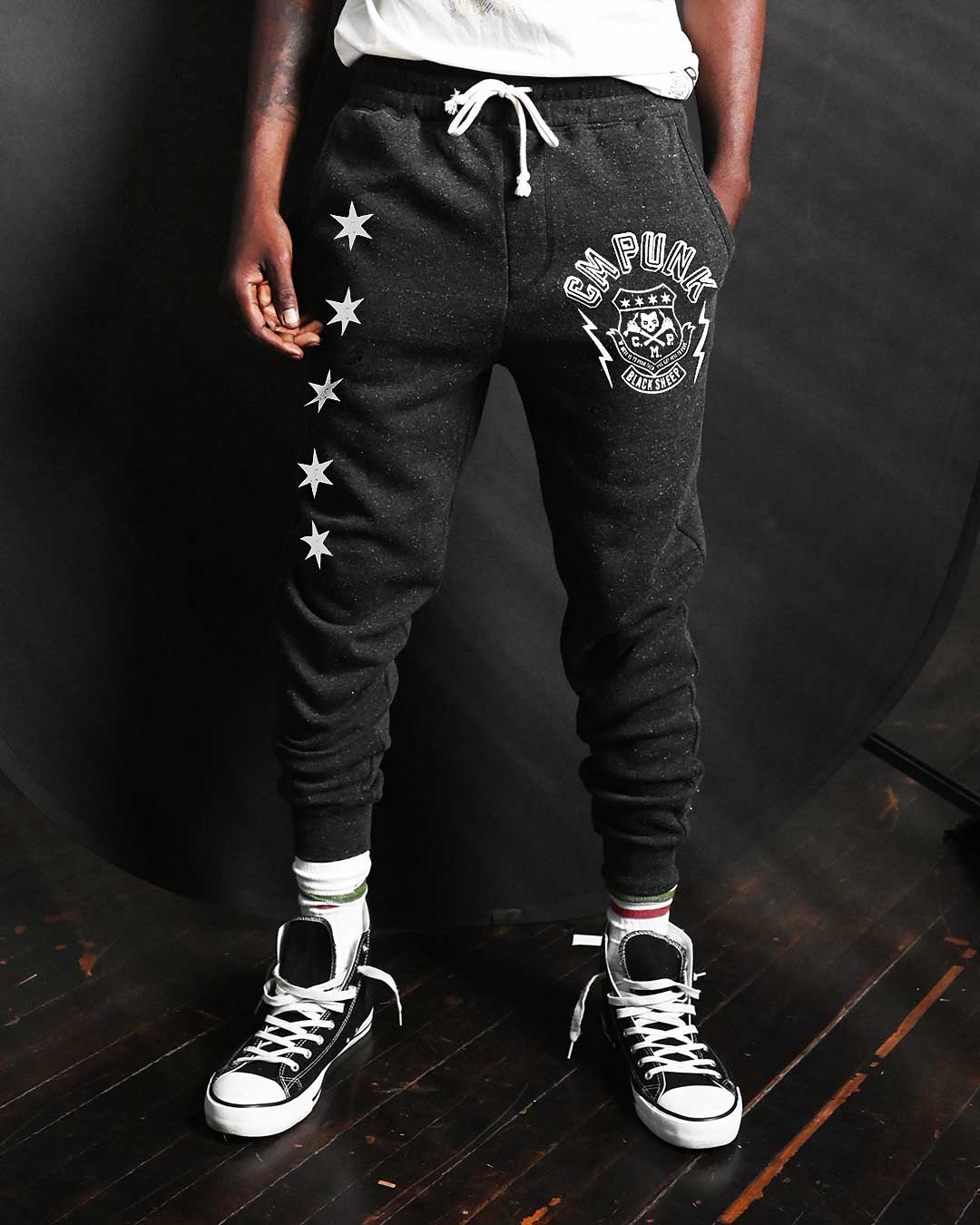 CM Punk &#39;Black Sheep&#39; Black Sweatpants - Roots of Fight