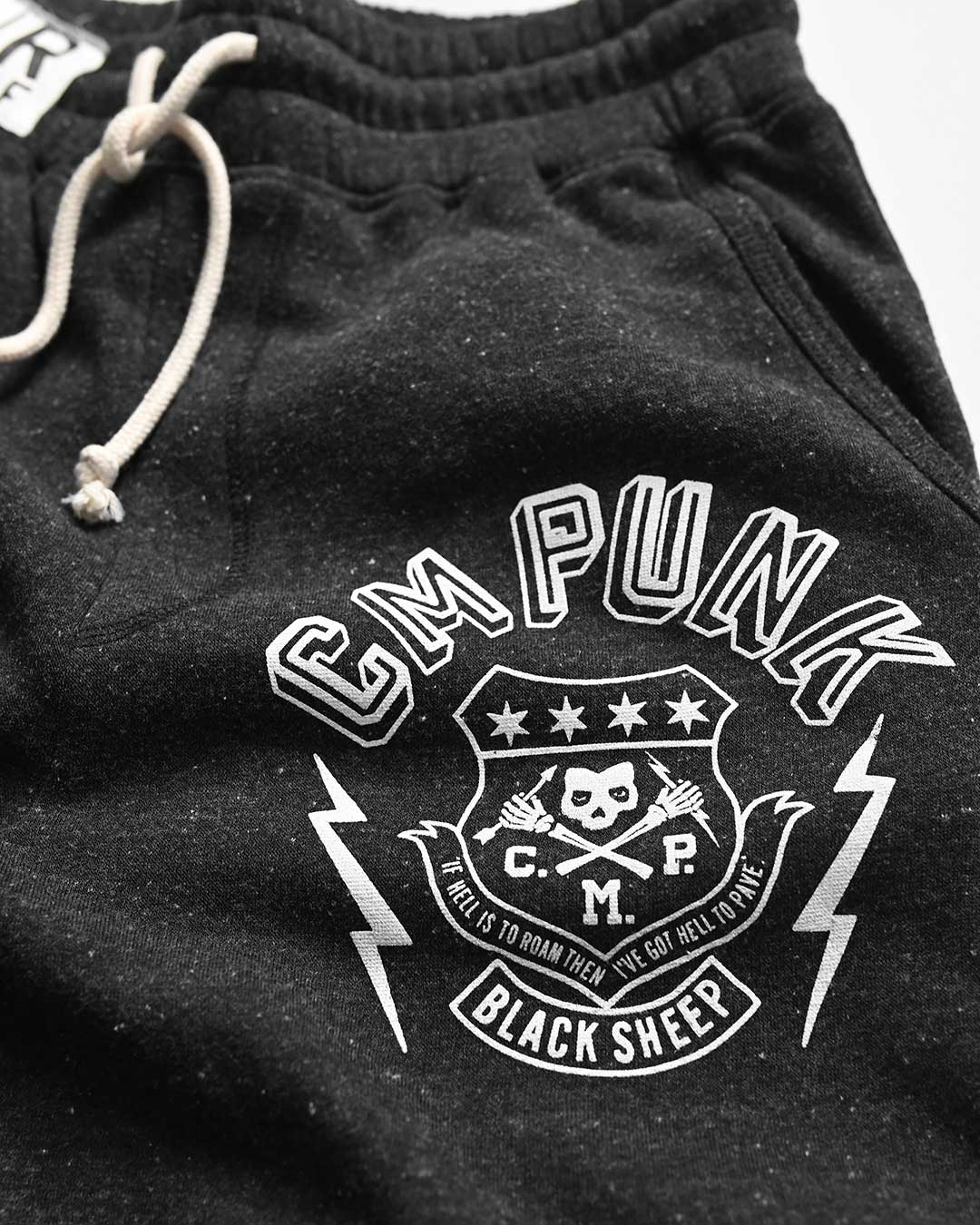 CM Punk &#39;Black Sheep&#39; Black Sweatpants - Roots of Fight