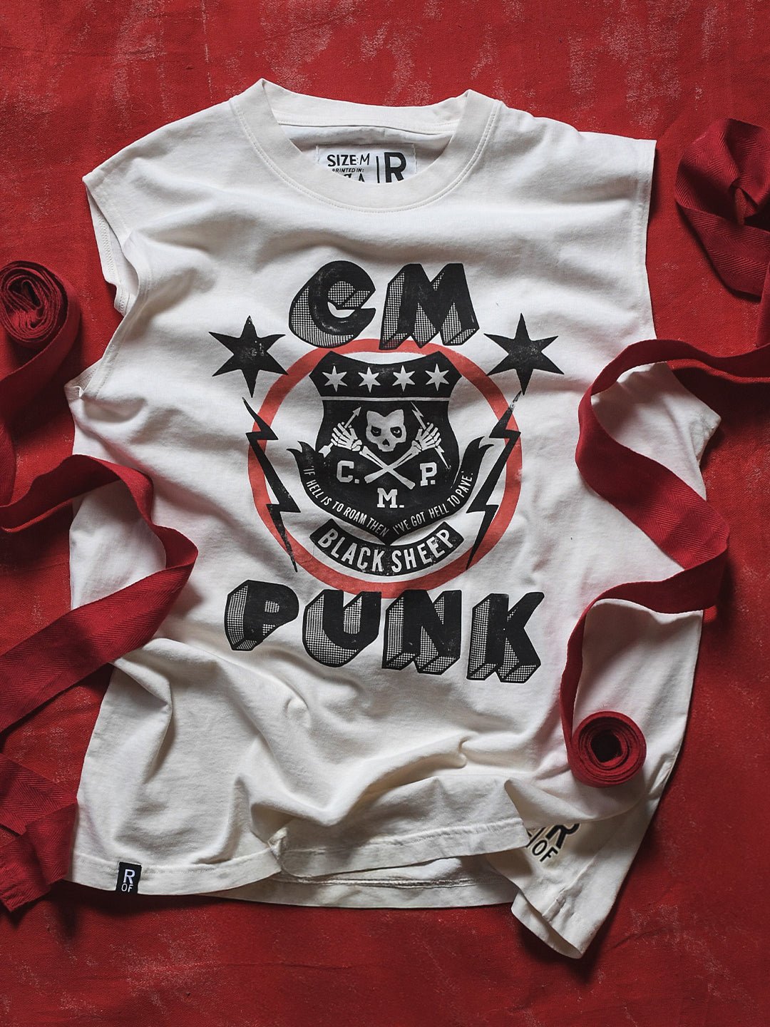 CM Punk 'Black Sheep' White Muscle Tee - Roots of Fight